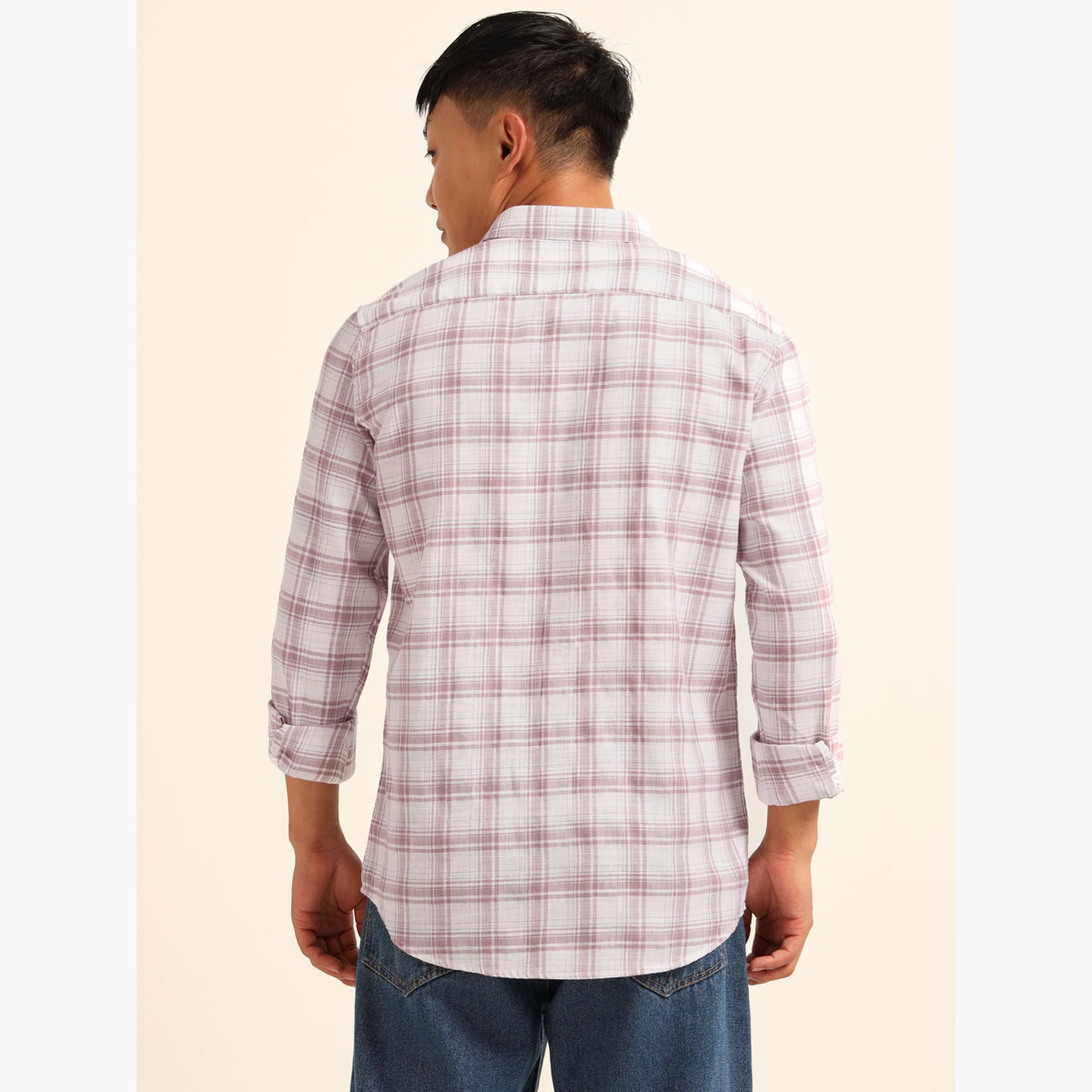 بوشيرت - قميص رجالي كاجوال منقوش لون أبيض عاجي-men-clothing-shirts-image-4