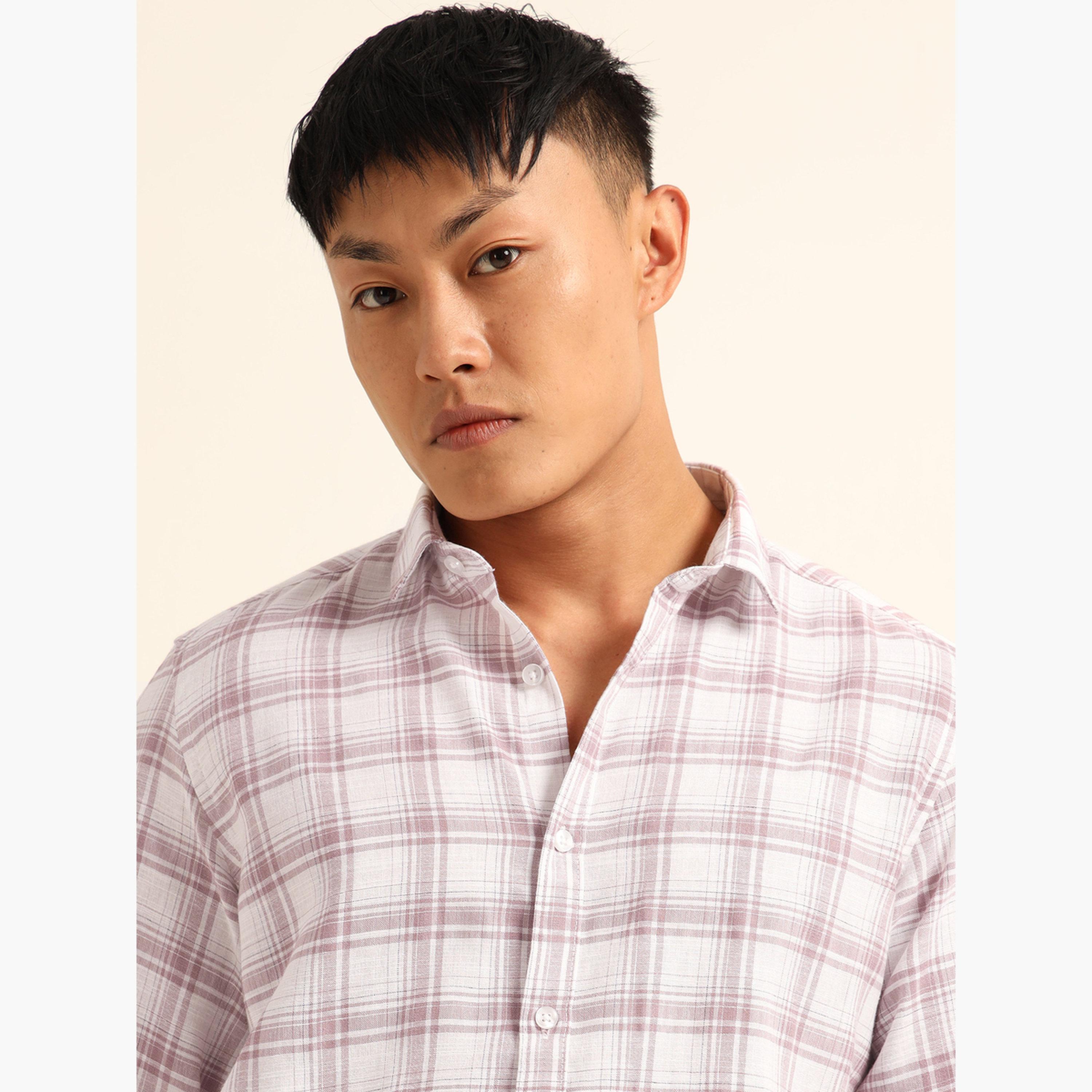 بوشيرت - قميص رجالي كاجوال منقوش لون أبيض عاجي-men-clothing-shirts-image-5