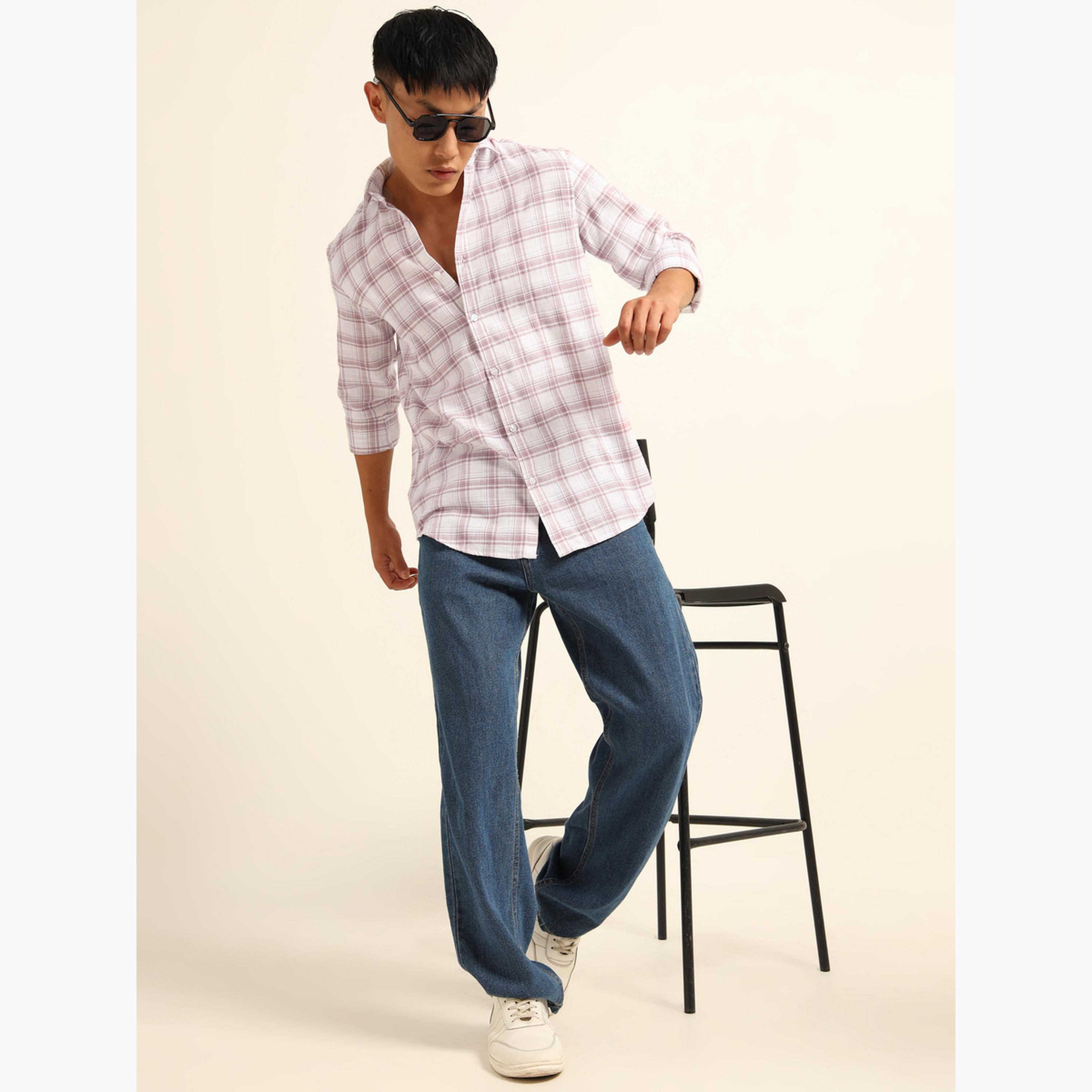 بوشيرت - قميص رجالي كاجوال منقوش لون أبيض عاجي-men-clothing-shirts-image-6