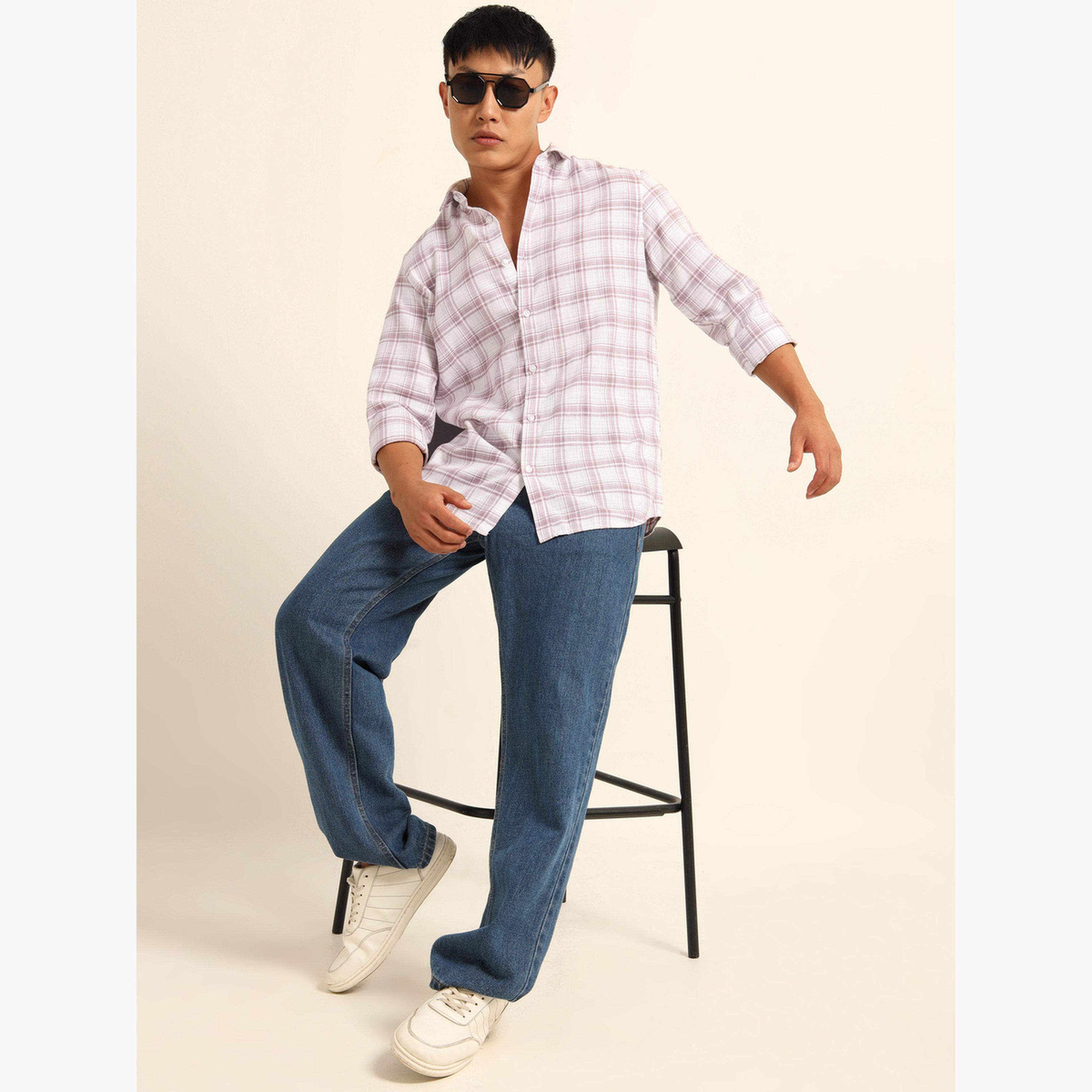 بوشيرت - قميص رجالي كاجوال منقوش لون أبيض عاجي-men-clothing-shirts-image-7
