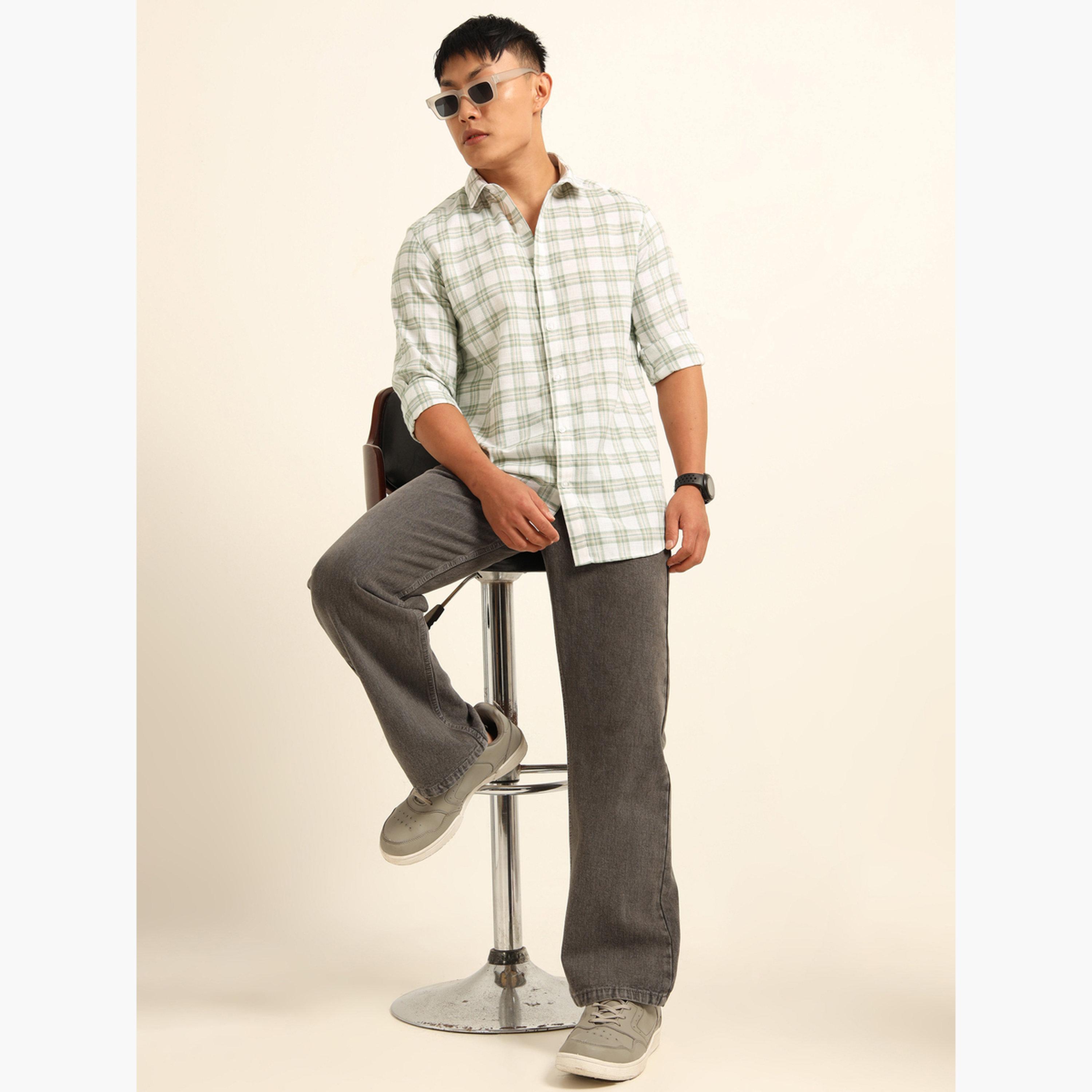 Bushirt Men Green Checked Casual Shirt-men-clothing-shirts-image-7