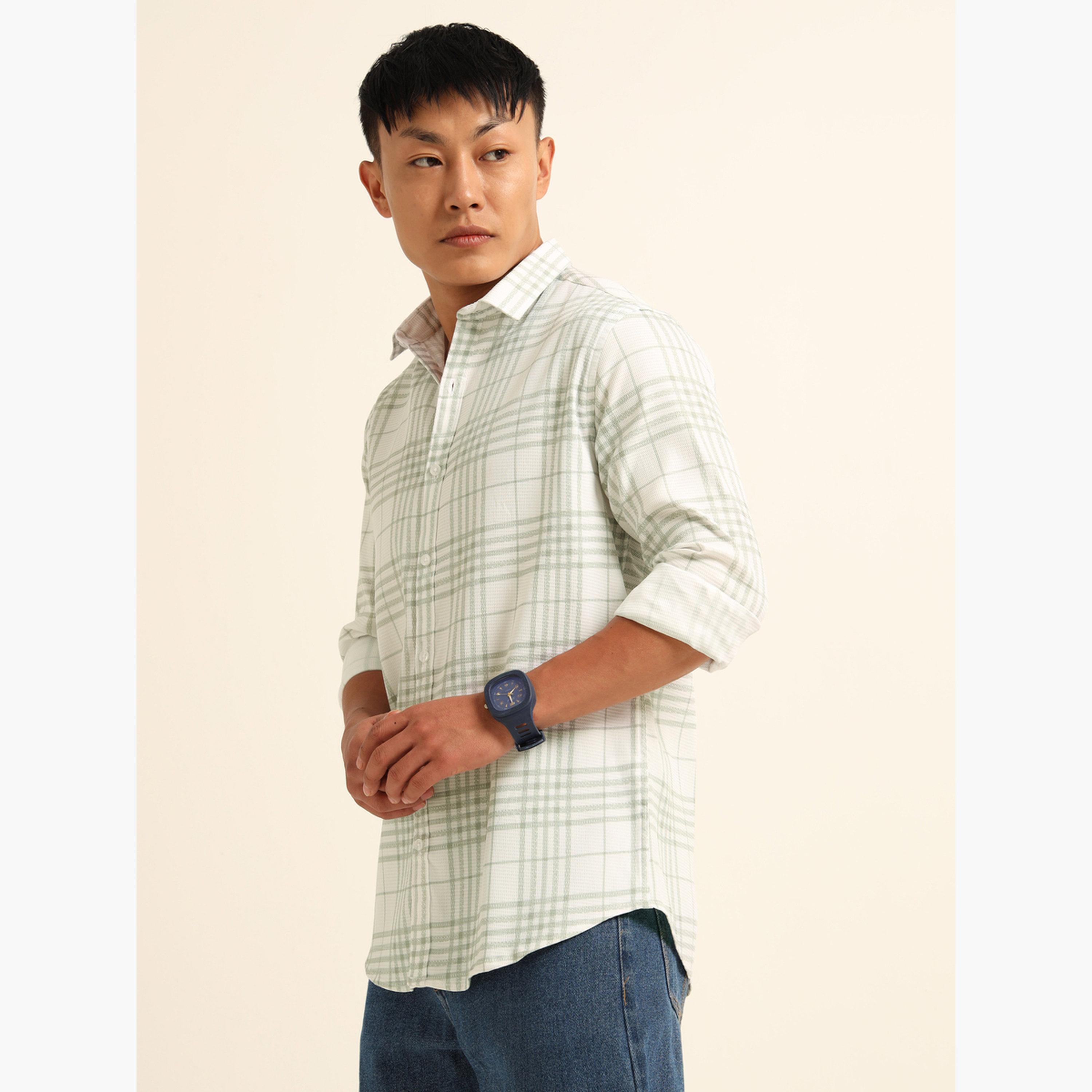 Bushirt Men White Checkered Casual Shirt-men-clothing-shirts-image-2