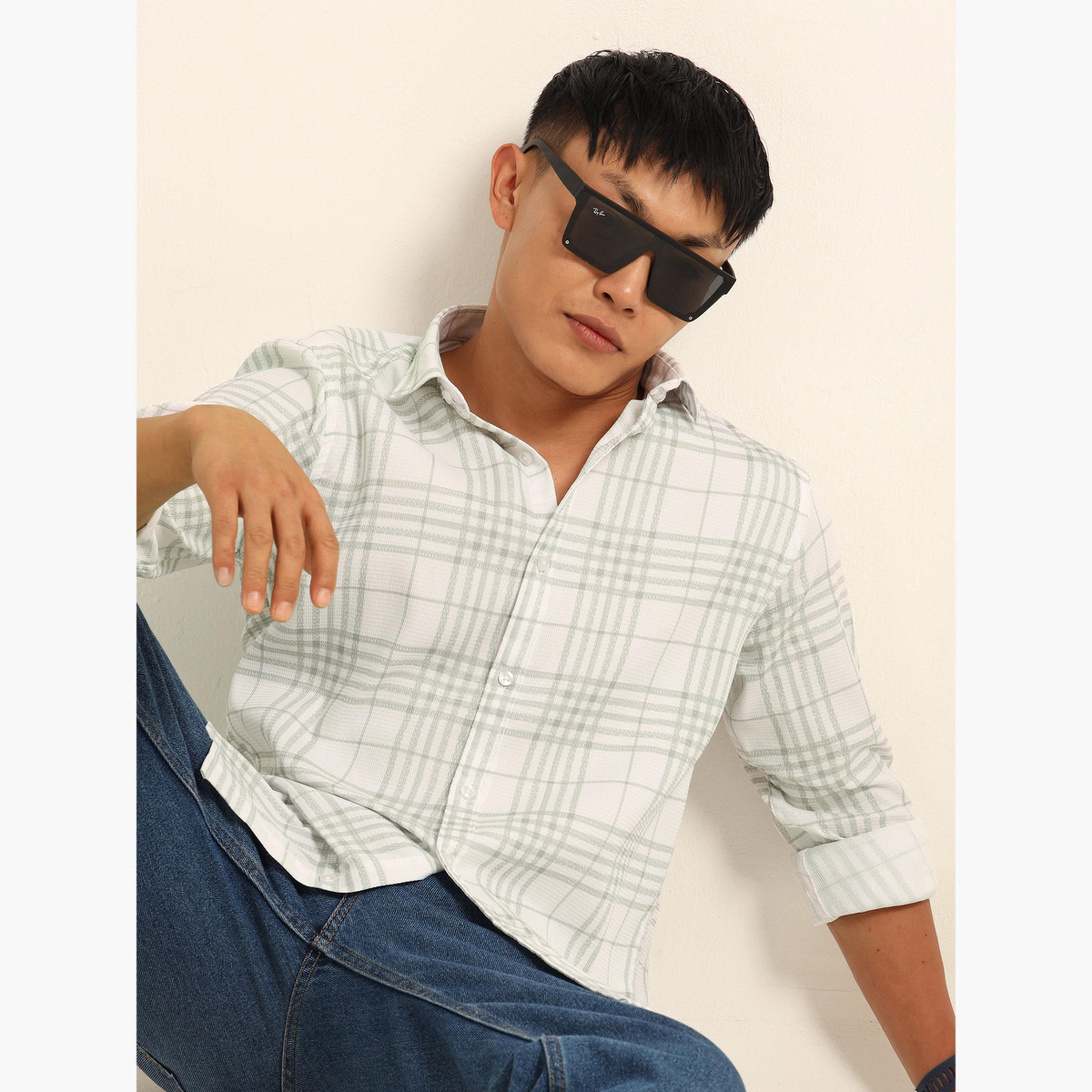 بوشيرت - قميص رجالي أبيض منقوش كاجوال-men-clothing-shirts-image-3