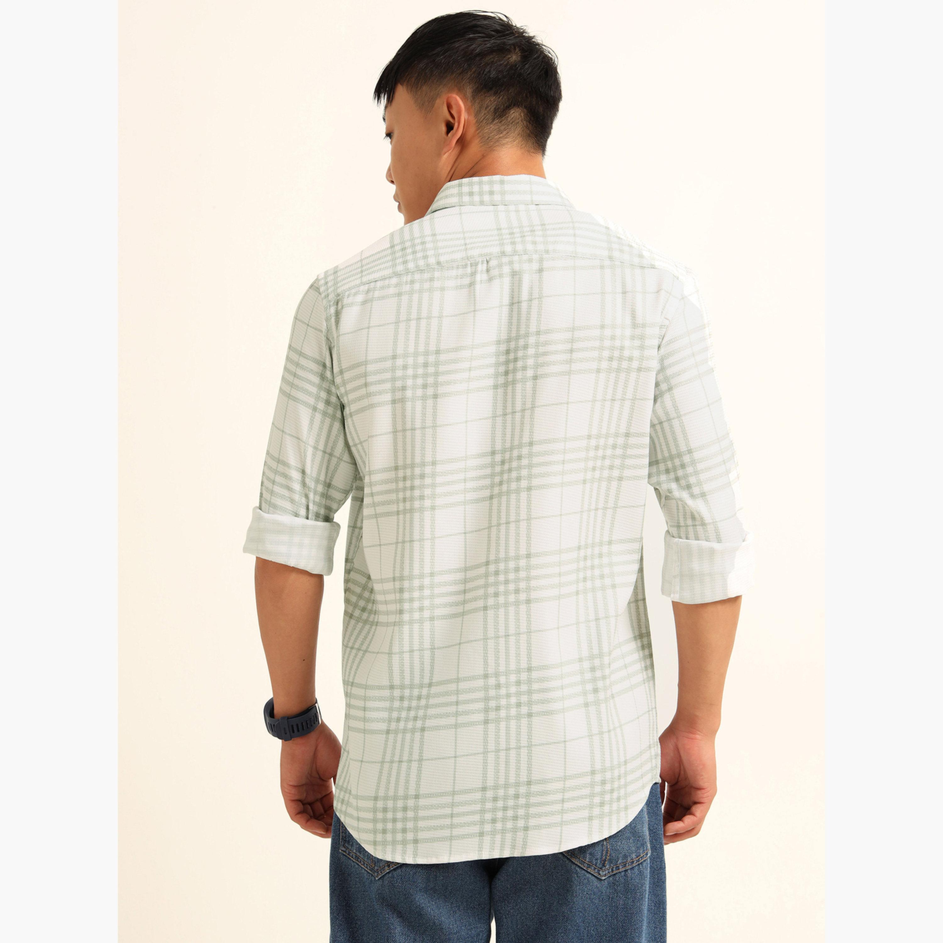Bushirt Men White Checkered Casual Shirt-men-clothing-shirts-image-4