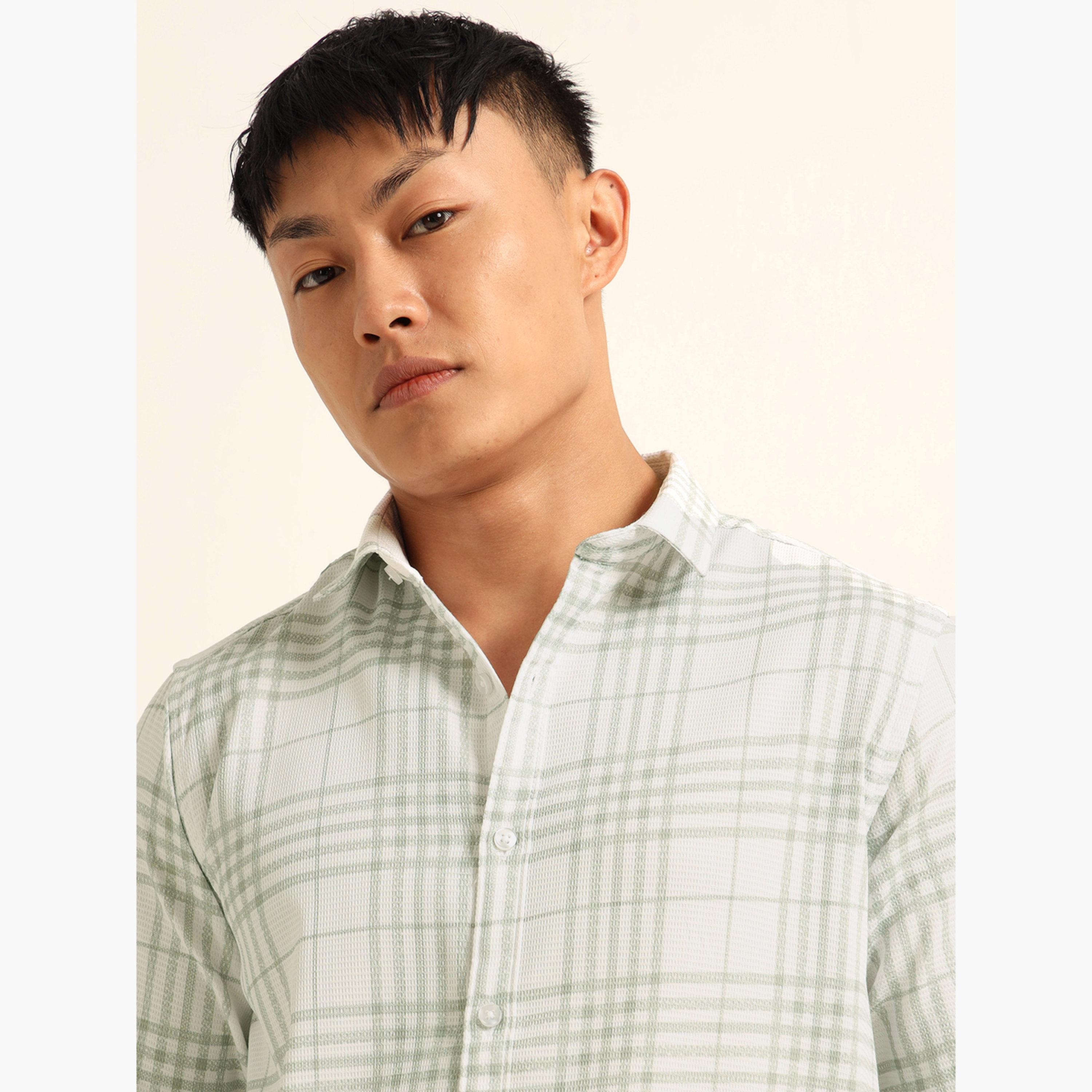 Bushirt Men White Checkered Casual Shirt-men-clothing-shirts-image-5