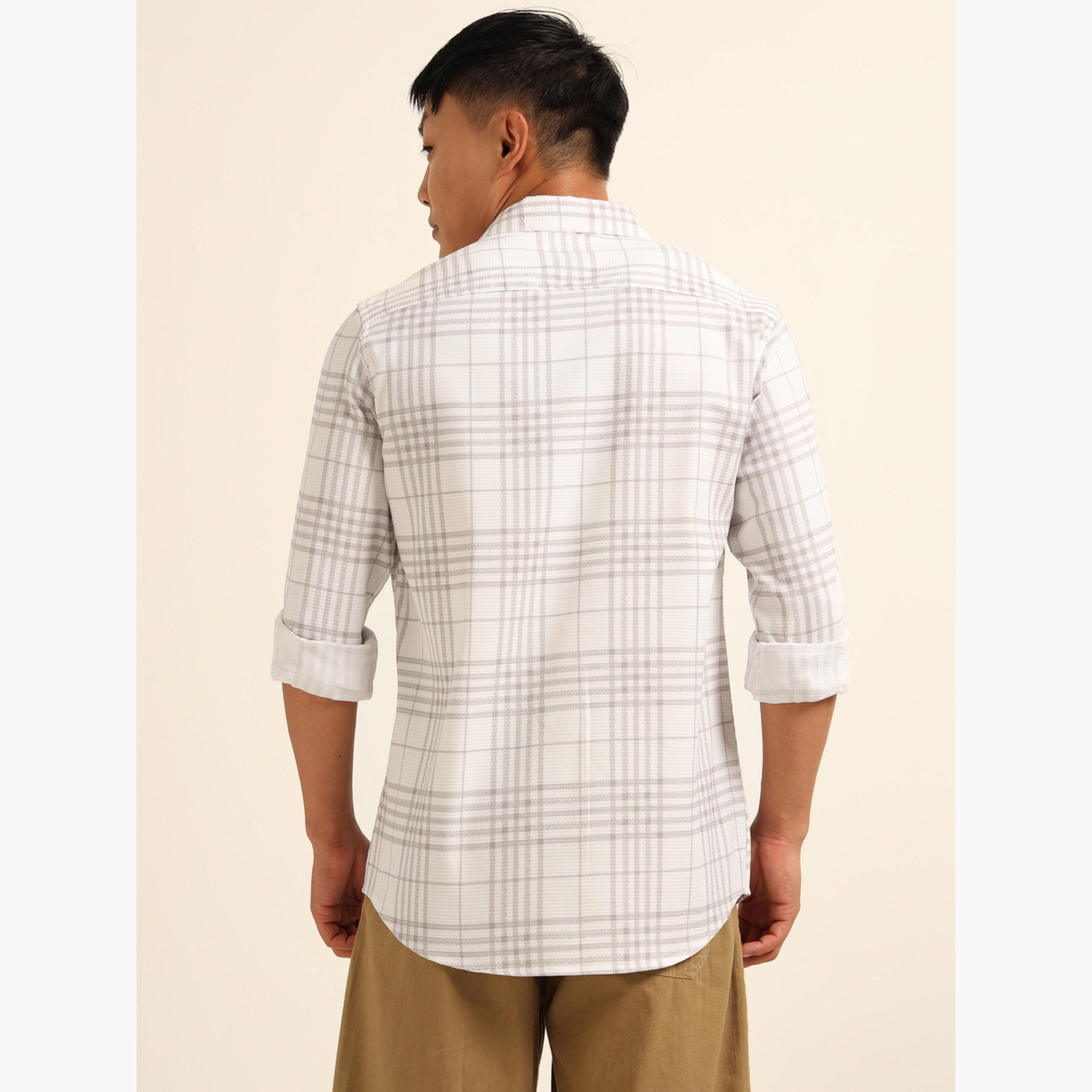 بوشيرت - قميص رجالي أبيض منقوش بياقة واسعة-men-clothing-shirts-image-4