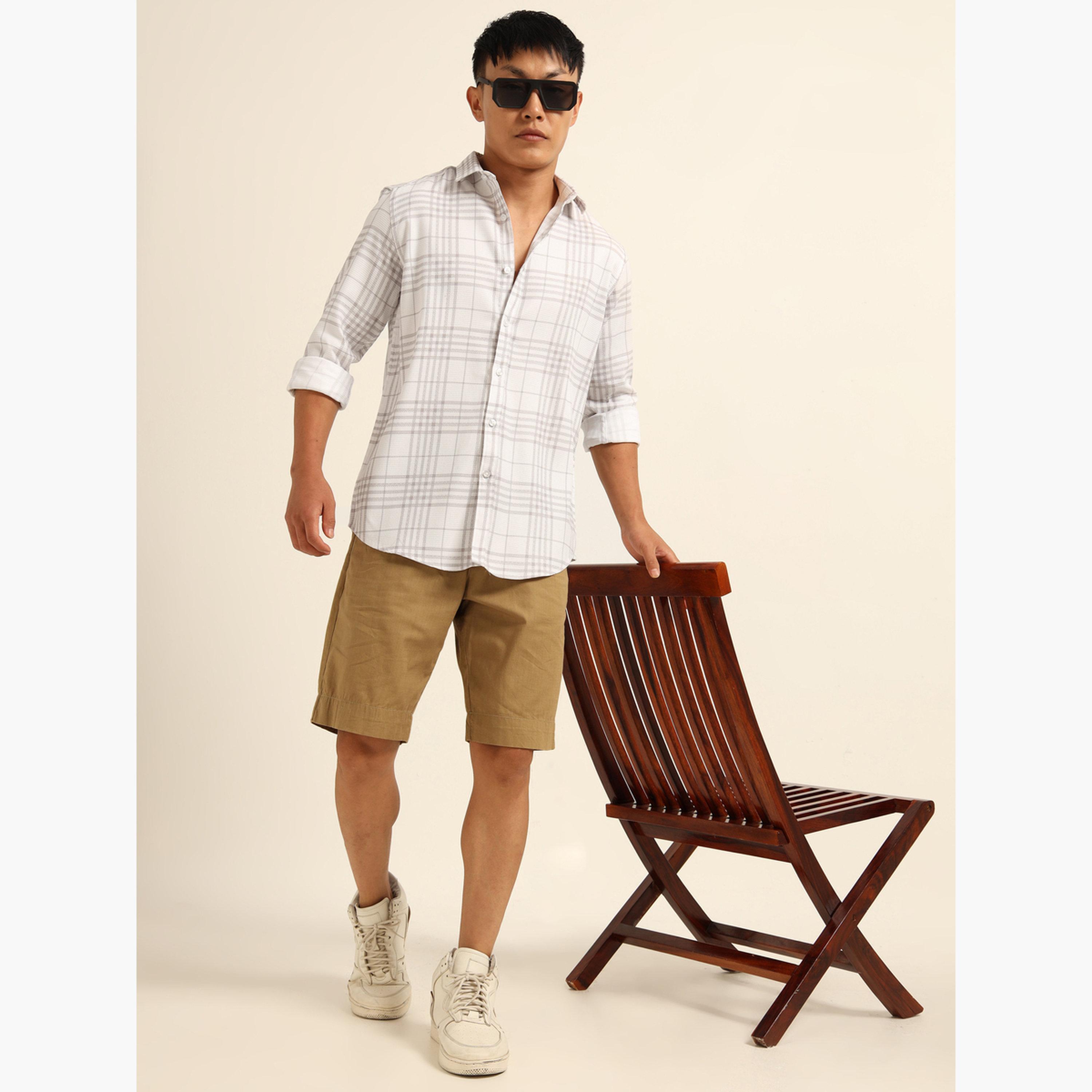 بوشيرت - قميص رجالي أبيض منقوش بياقة واسعة-men-clothing-shirts-image-6