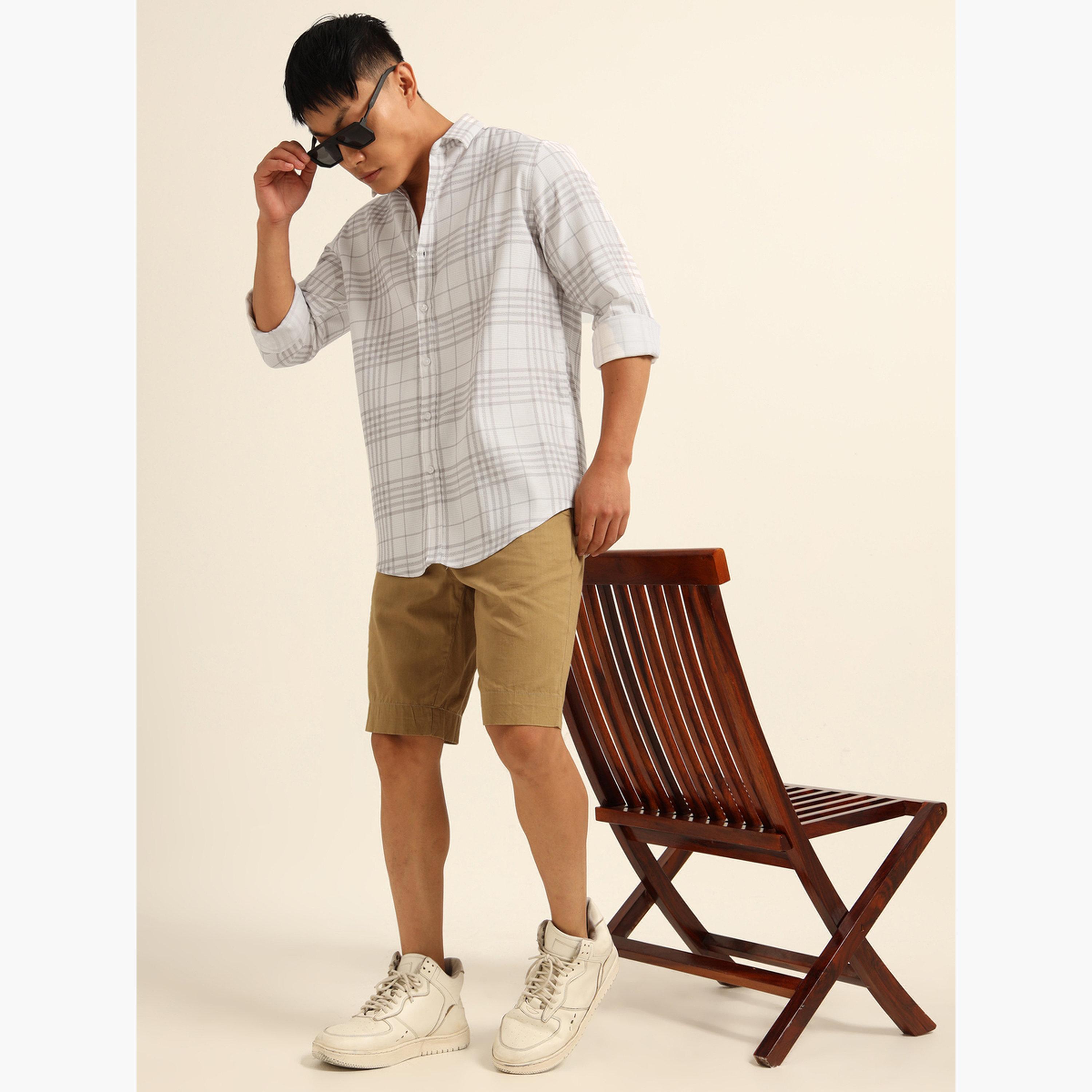 بوشيرت - قميص رجالي أبيض منقوش بياقة واسعة-men-clothing-shirts-image-7