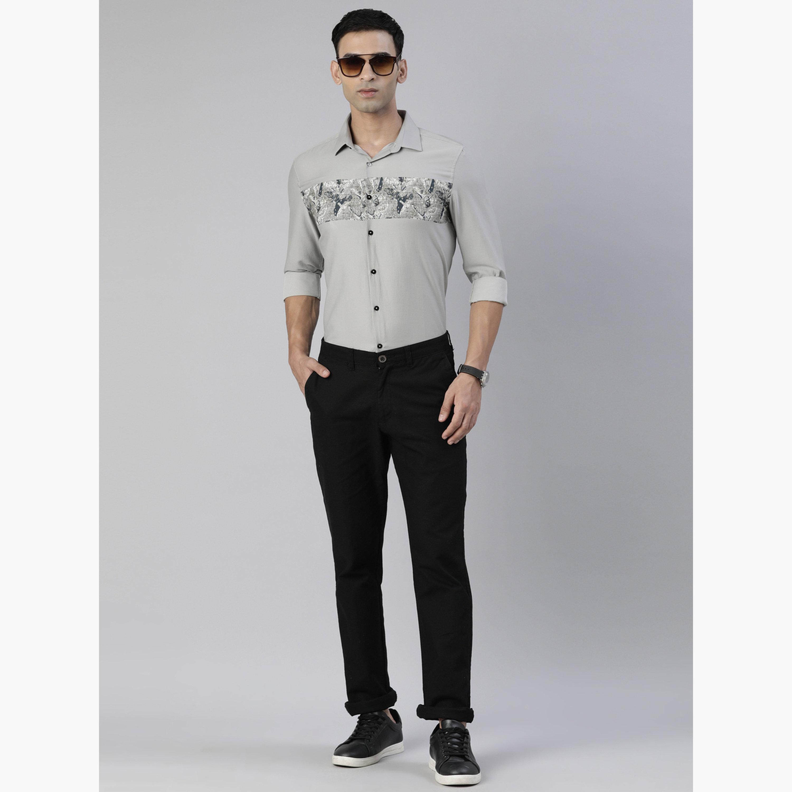 Bushirt Men Grey Fascia Cloud Grey Panel Print Shirt-men-clothing-shirts-image-2