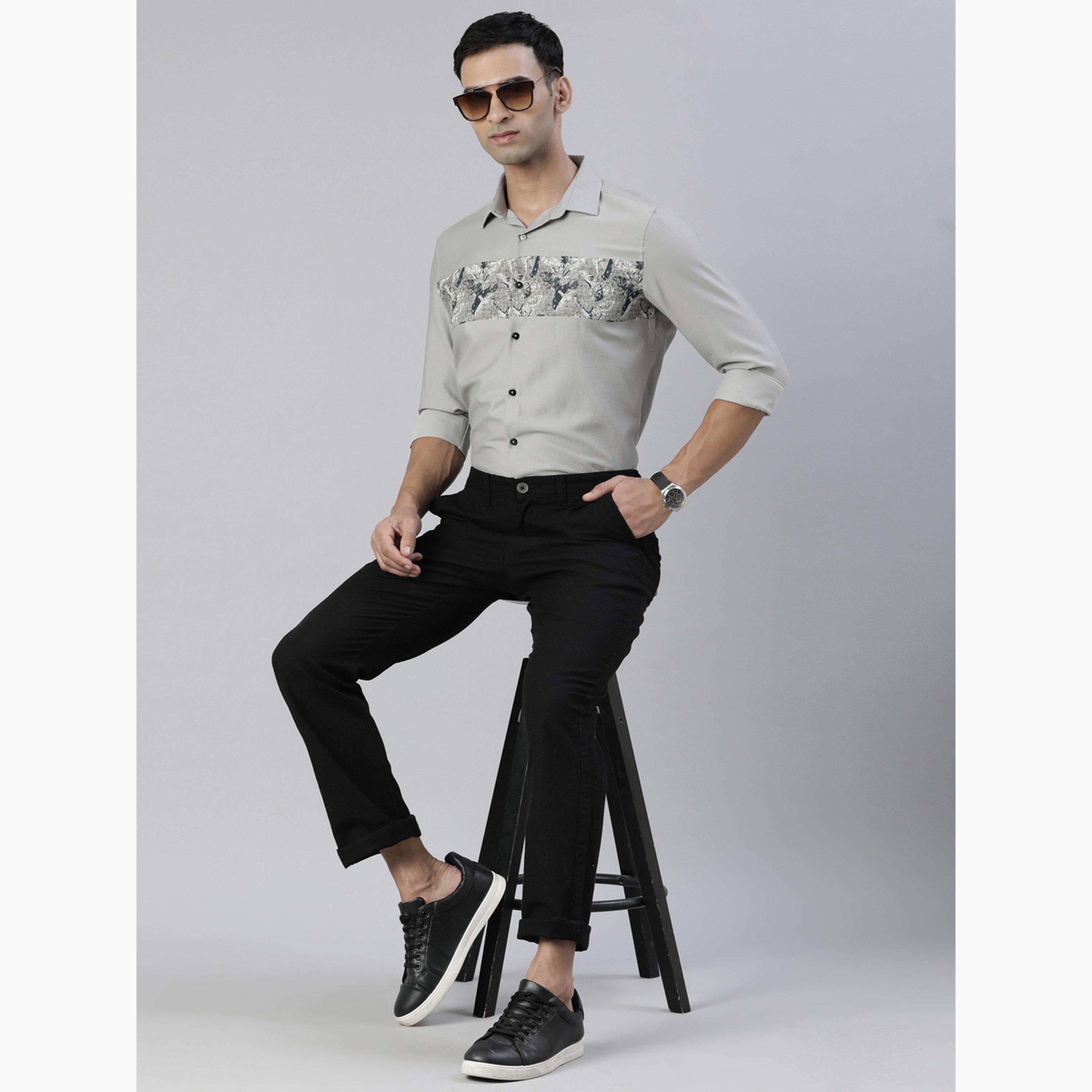 Bushirt Men Grey Fascia Cloud Grey Panel Print Shirt-men-clothing-shirts-image-5