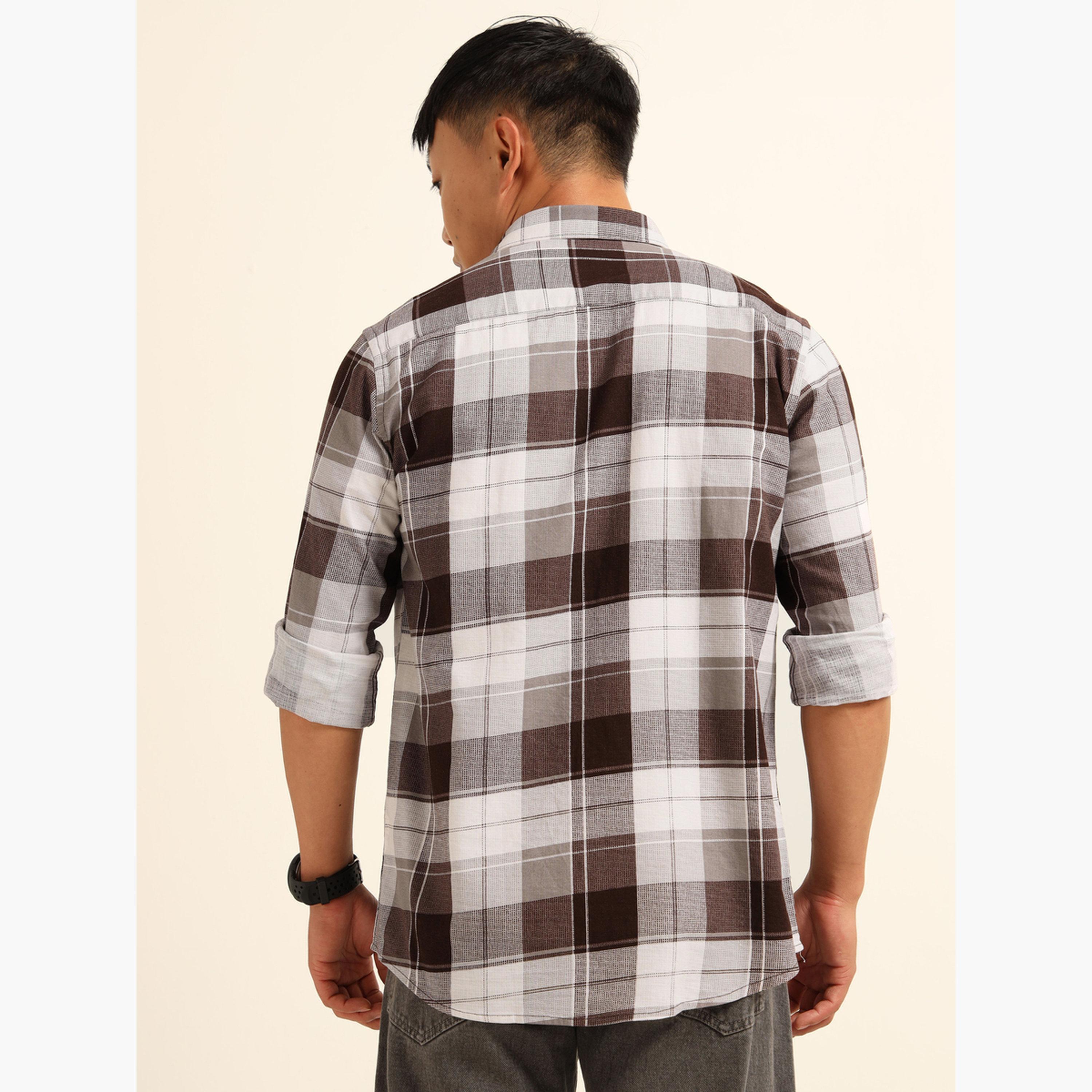 Bushirt Men Burgundy Checked Flannel Shirt-men-clothing-shirts-image-4