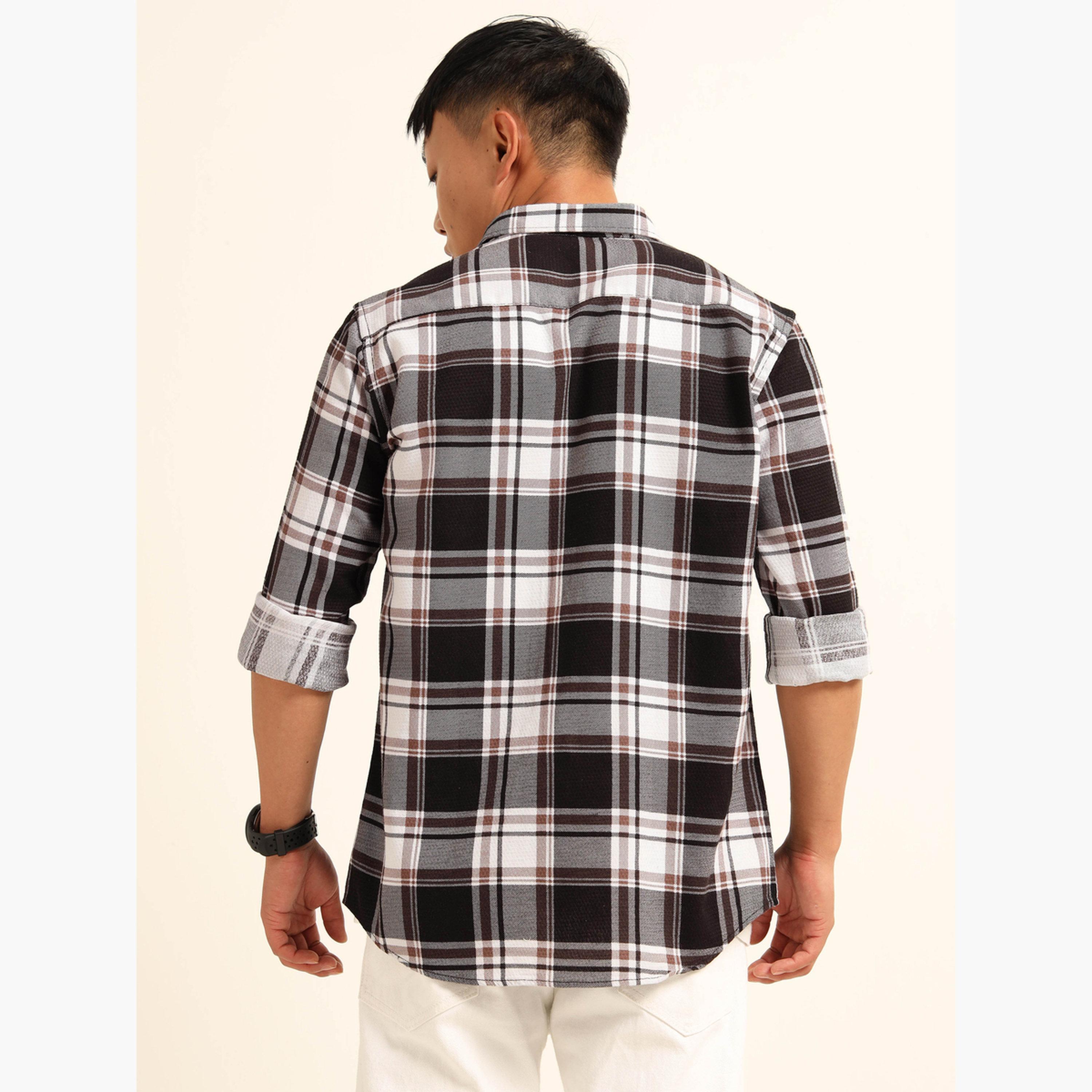 Bushirt Men Multi Checked Spread Collar Shirt-men-clothing-shirts-image-4