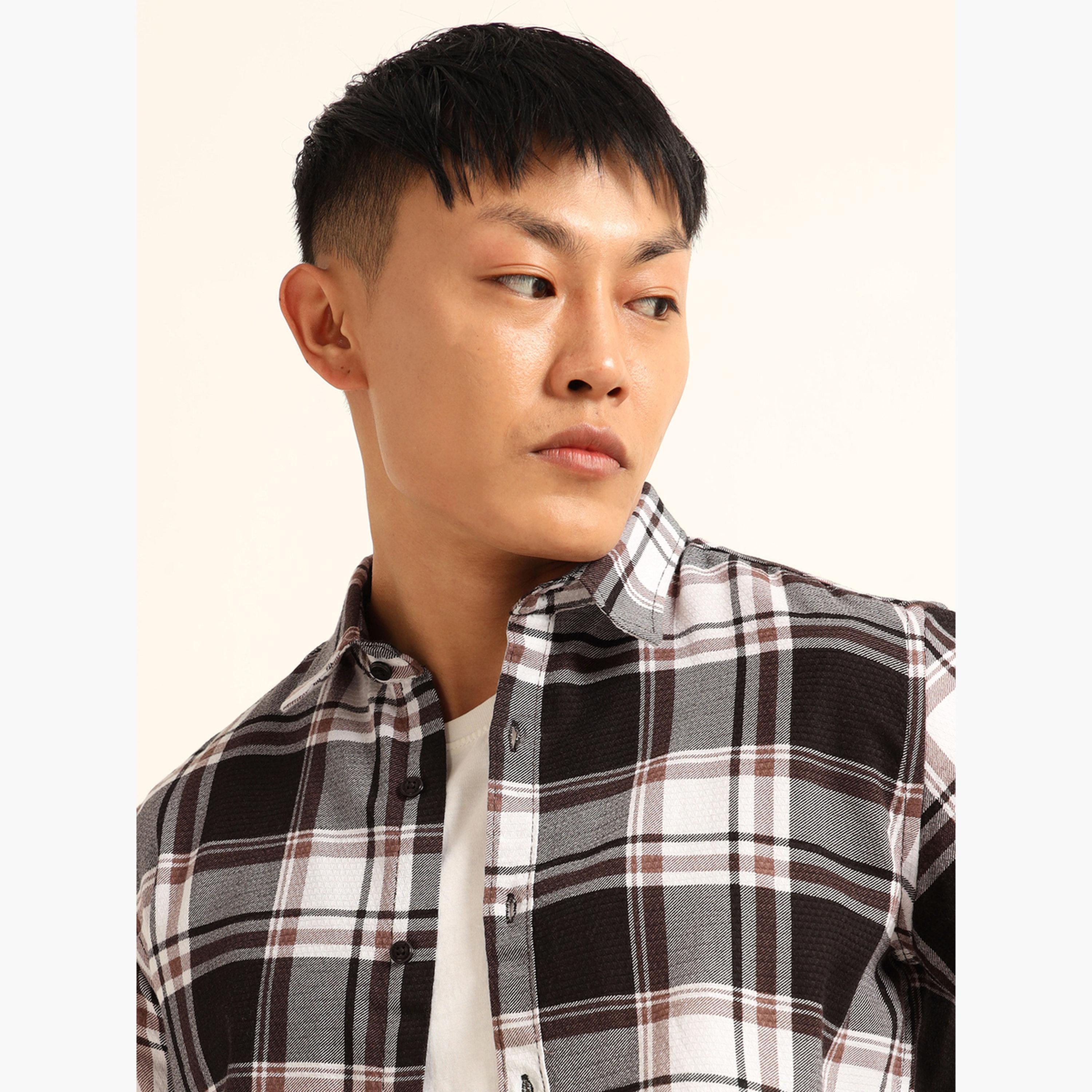 Bushirt Men Multi Checked Spread Collar Shirt-men-clothing-shirts-image-5