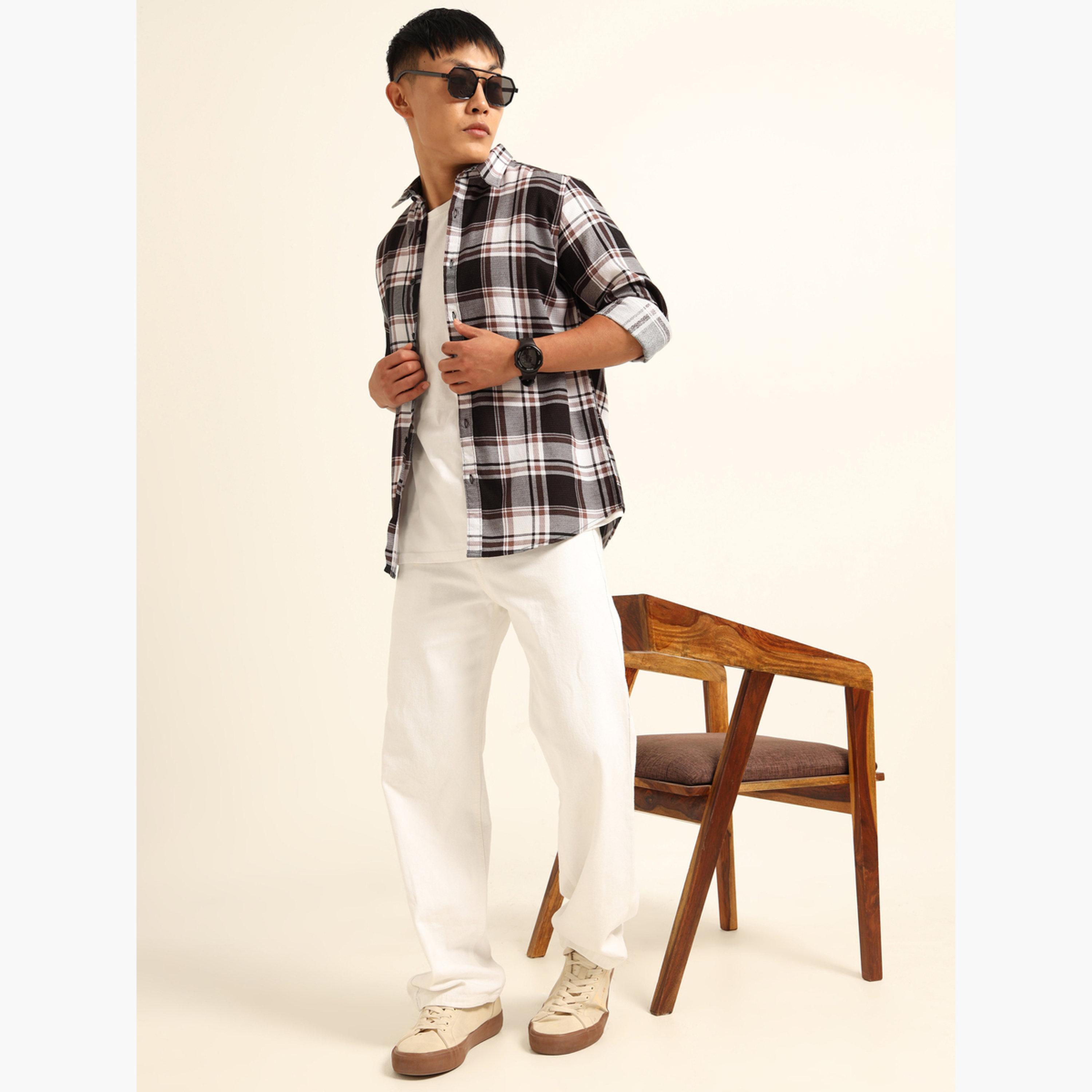 Bushirt Men Multi Checked Spread Collar Shirt-men-clothing-shirts-image-7