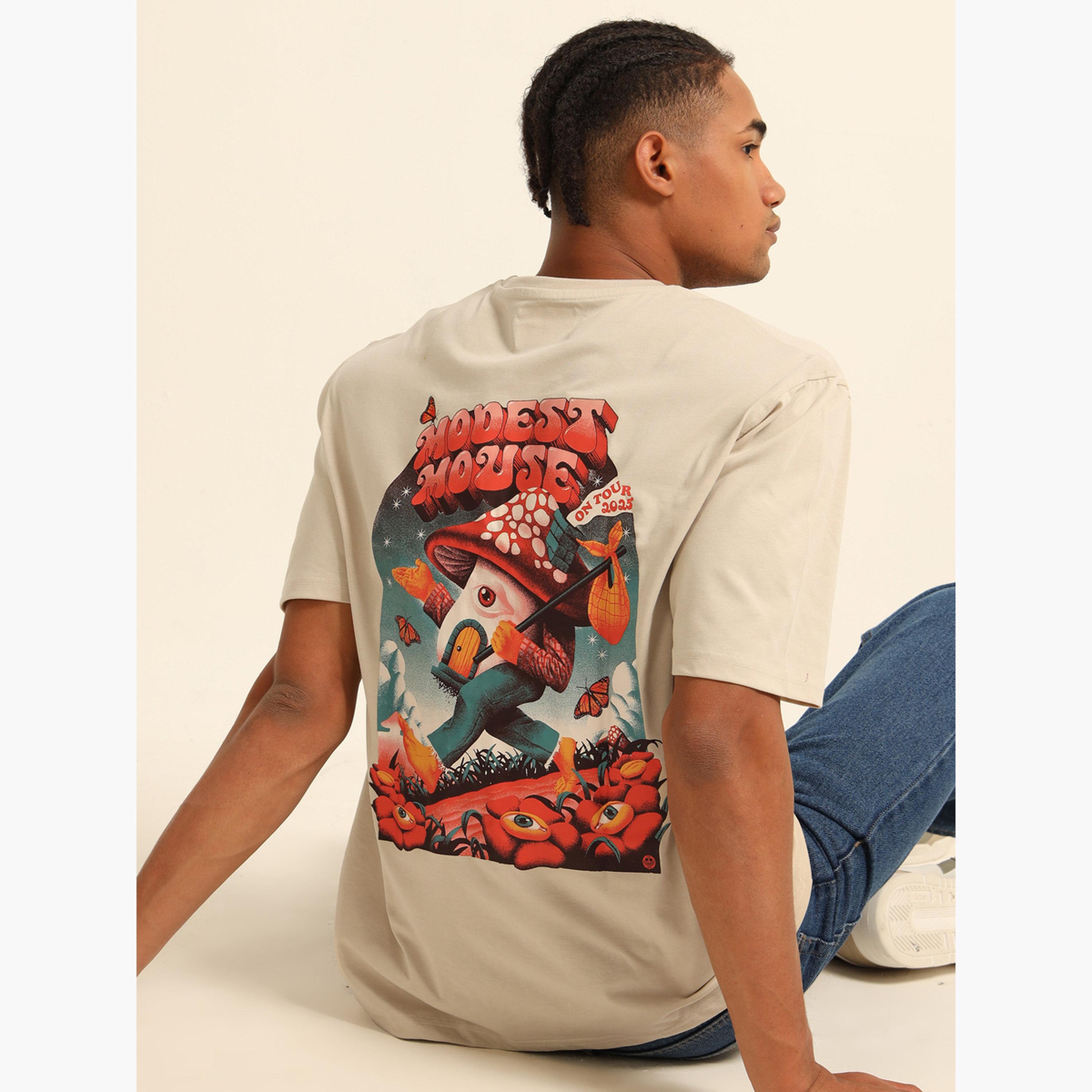 بوشيرت - تي شيرت رجالي بيج بطبعة فأر كبير الحجم-men-clothing-tshirtsandpolos-tshirts-image-2