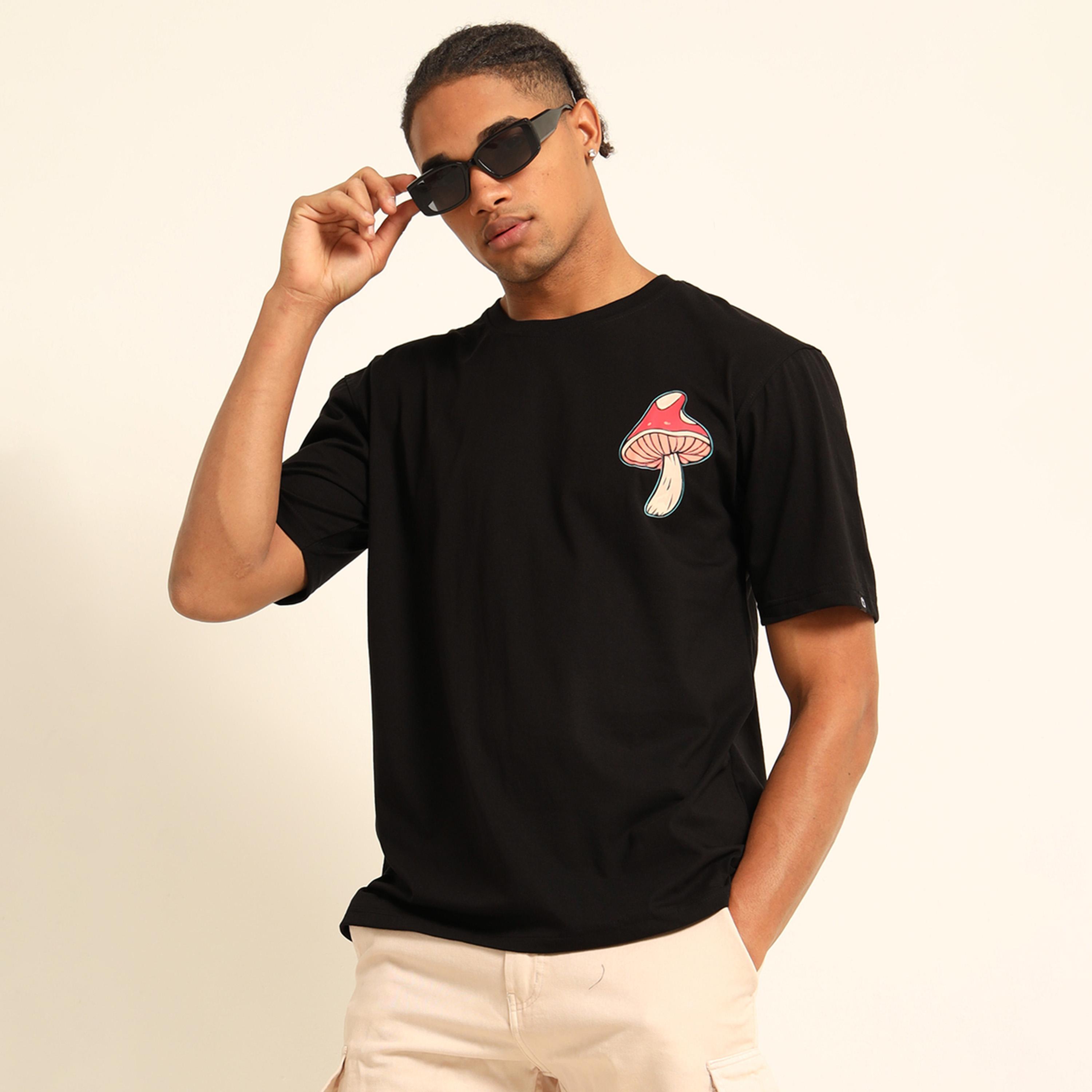 Bushirt X Styli Men Black Graphic Print Oversized T-Shirt-men-clothing-shirts-image-1