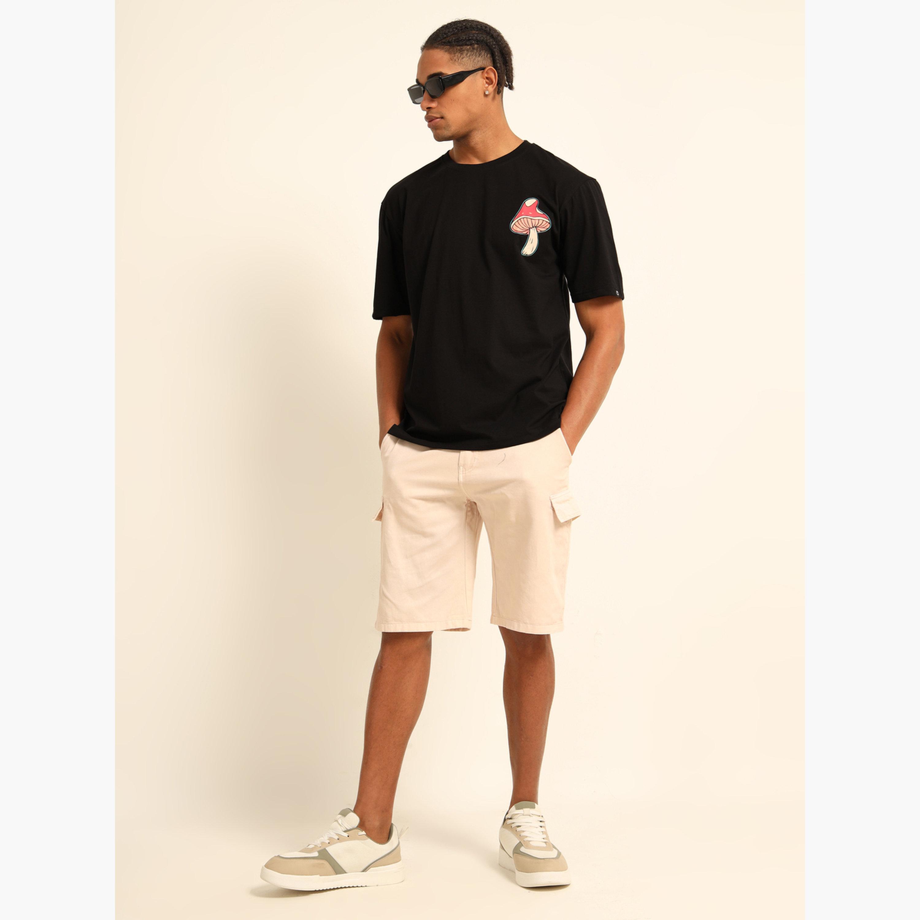 بوشيرت × ستايلي - تي شيرت رجالي أسود حجم كبير بطبعة جرافيكية-men-clothing-shirts-image-5