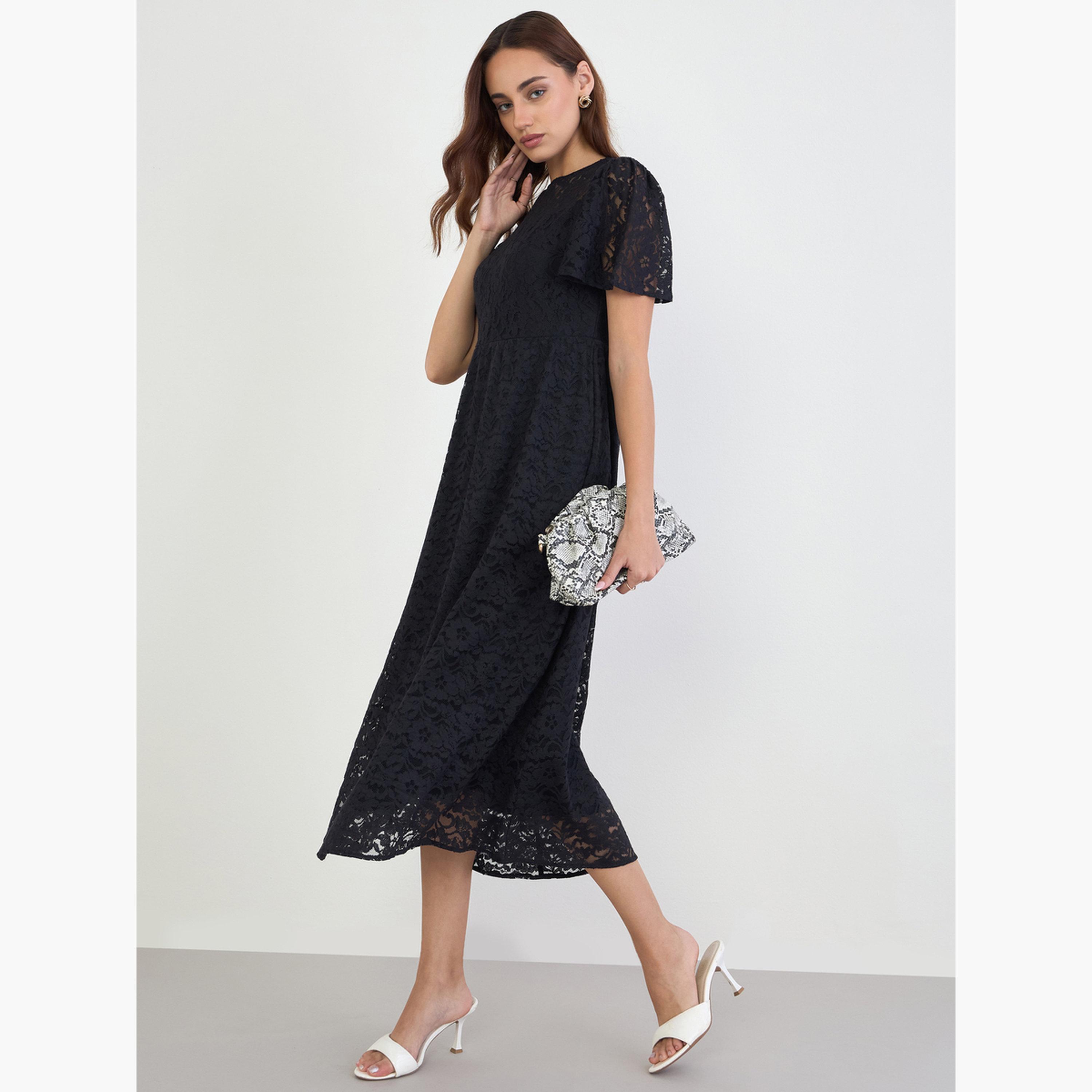 فستان ميدي دانتيل بحواف صدفية-women-clothing-dresses-image-2