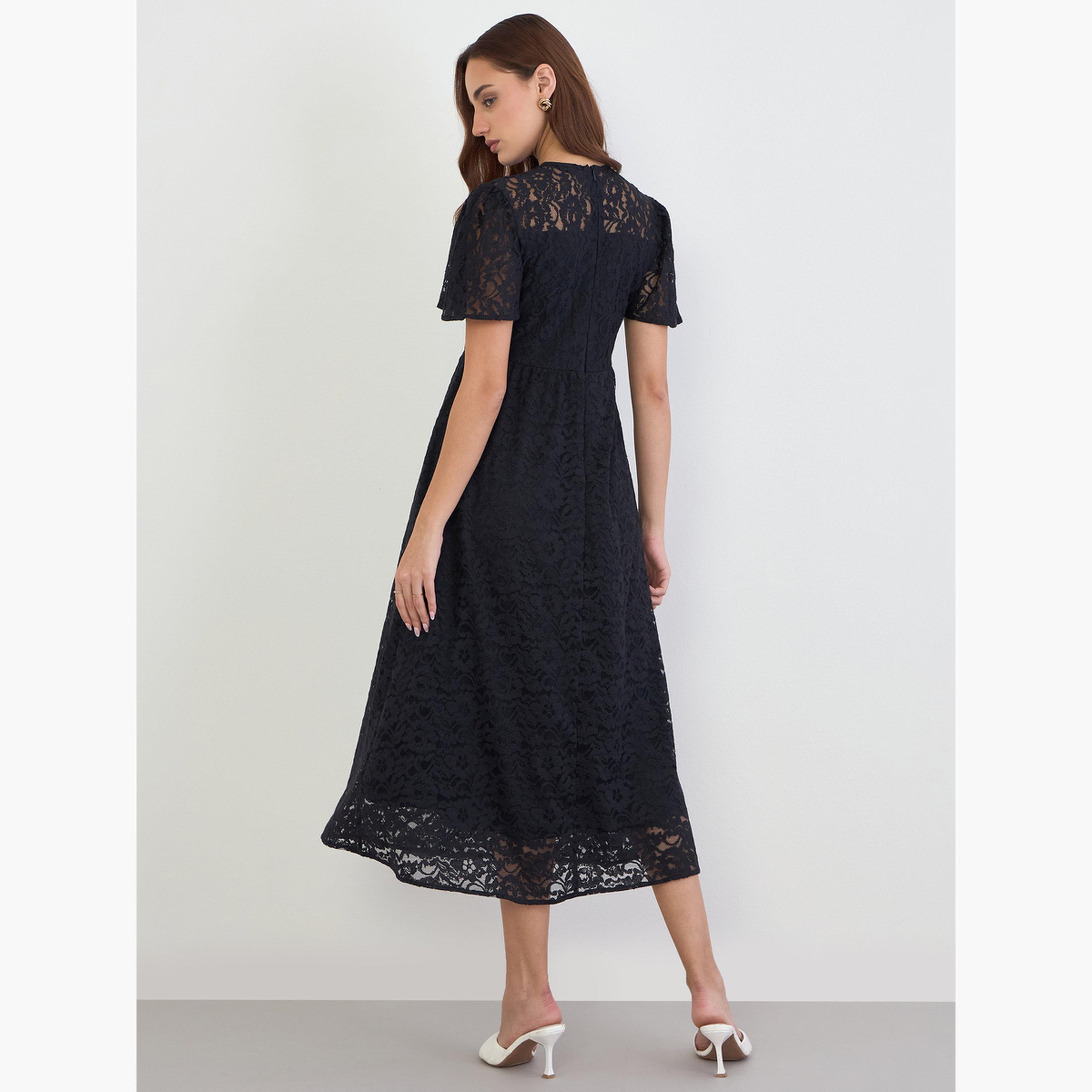 فستان ميدي دانتيل بحواف صدفية-women-clothing-dresses-image-5