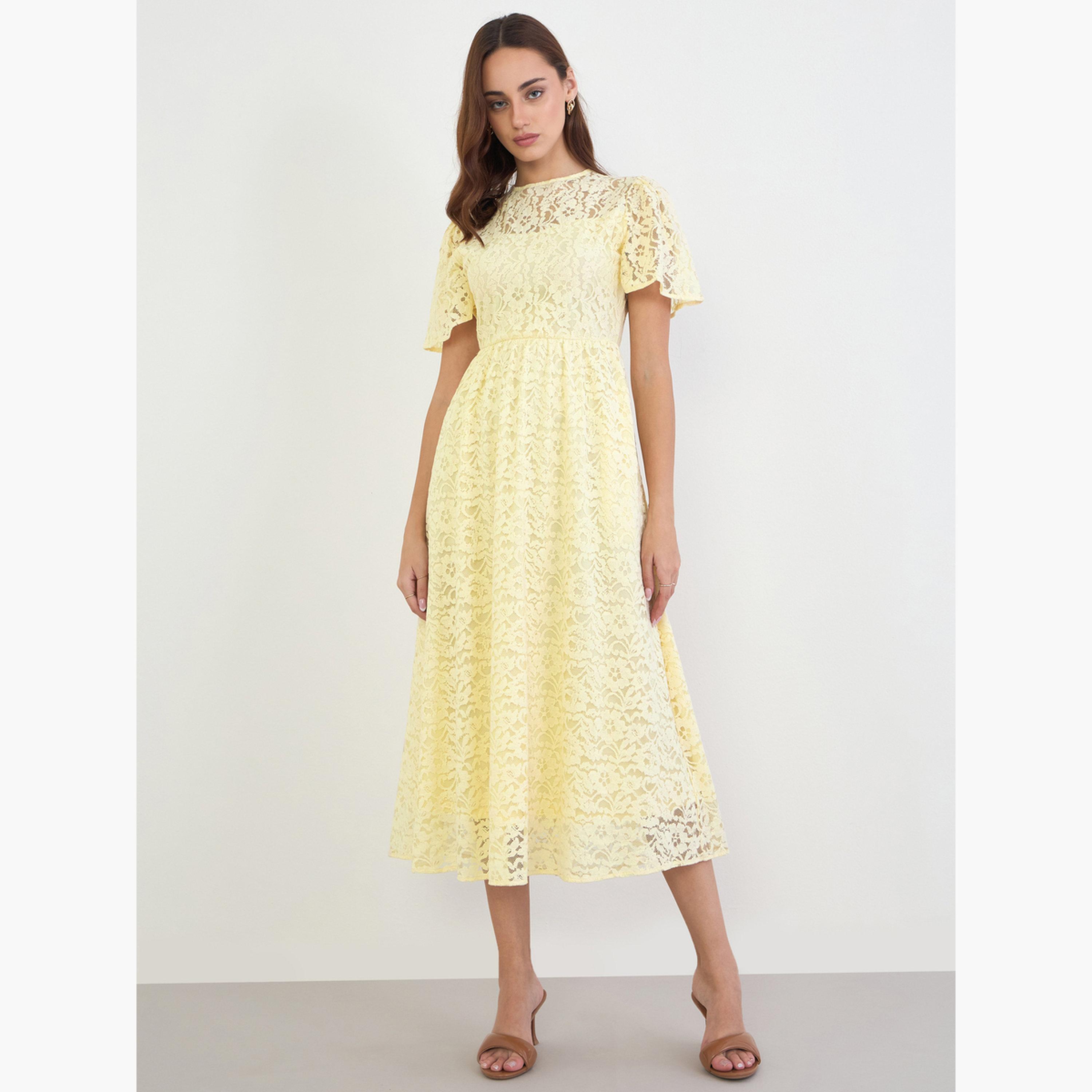فستان ميدي دانتيل قصة واسعة-women-clothing-dresses-image-1
