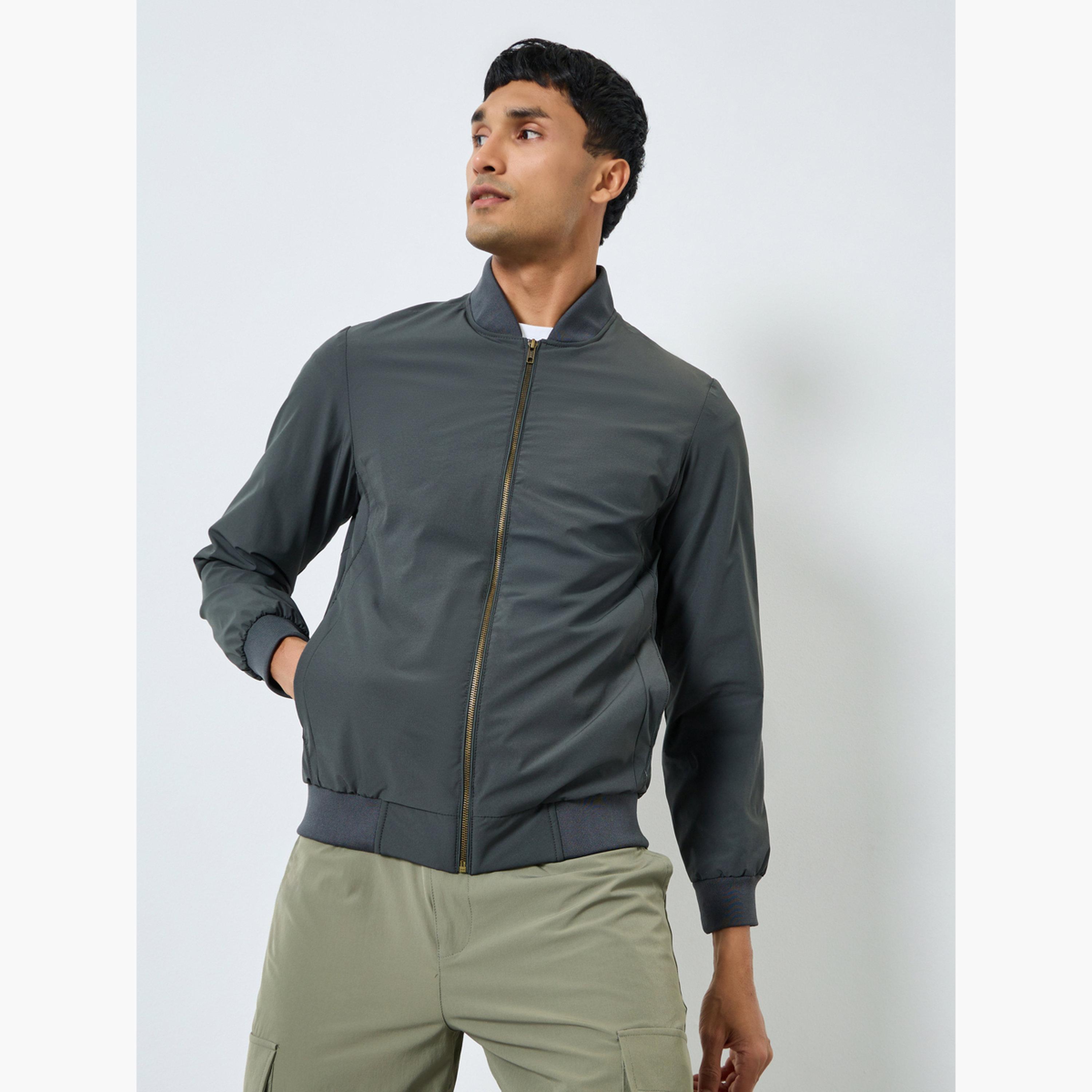Styli Men Oversized Fit Solid Bomber Jacket-men-clothing-jacketsandblazers-jackets-image-1