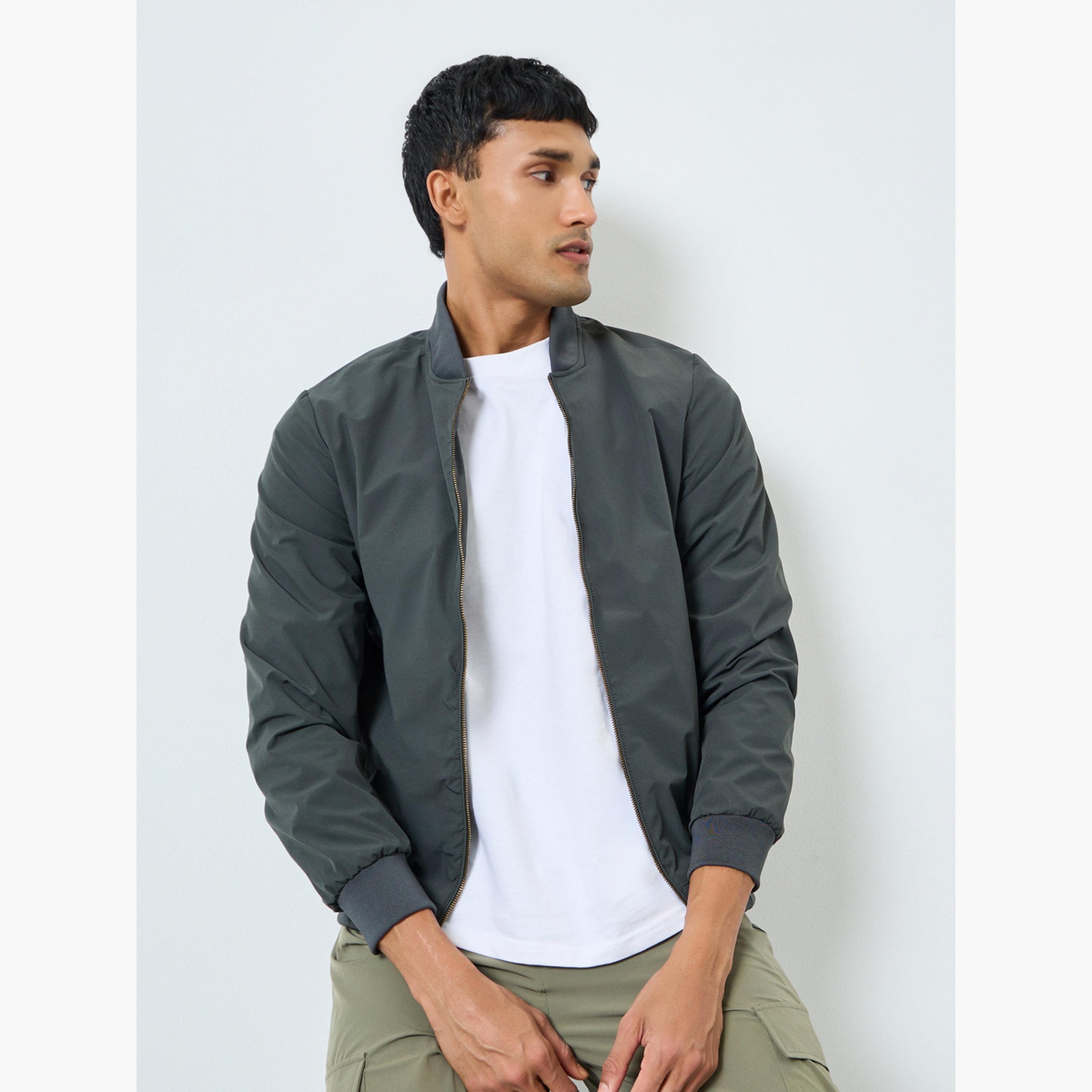 Styli Men Oversized Fit Solid Bomber Jacket-men-clothing-jacketsandblazers-jackets-image-3