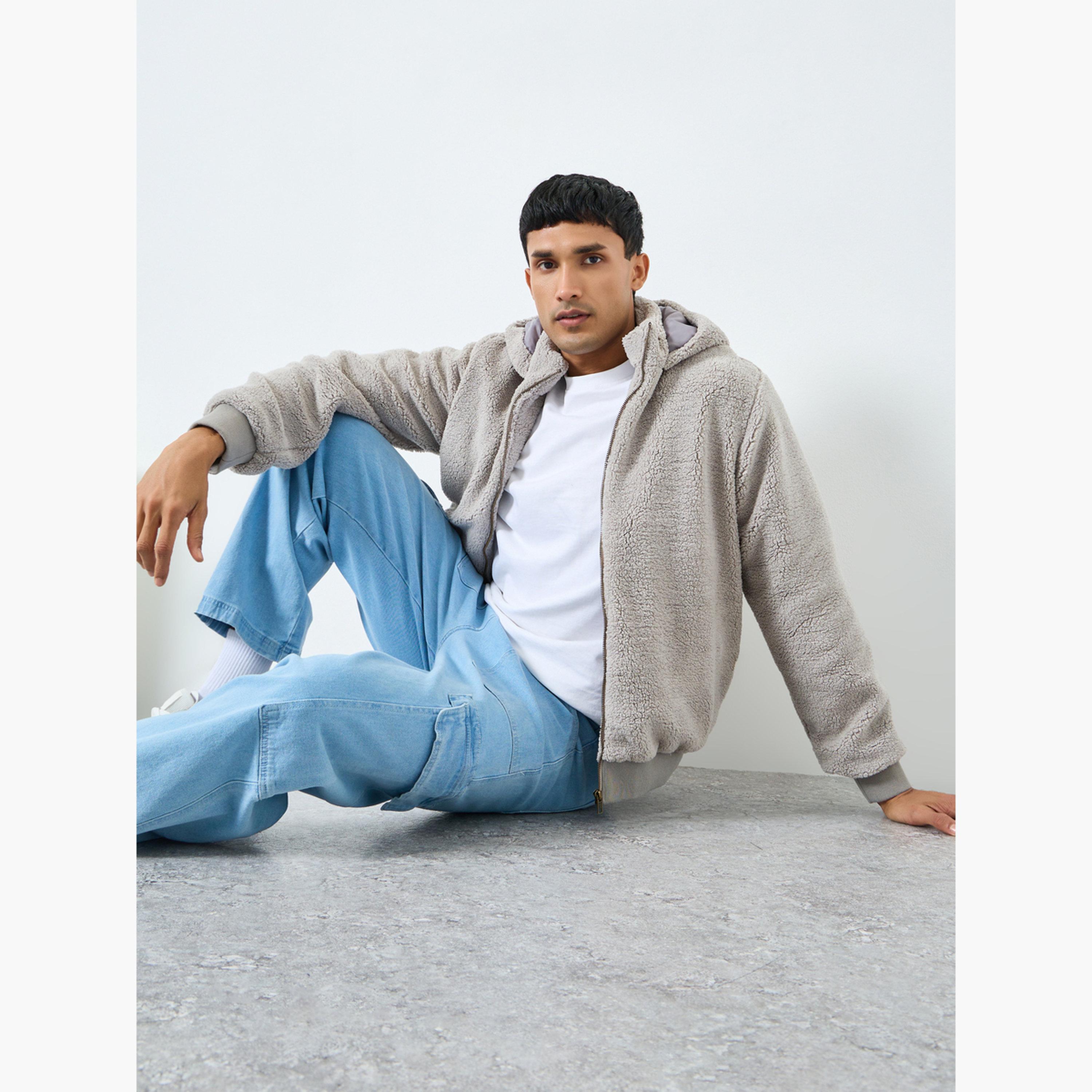 Styli Men Oversized Fit Sherpa Hooded Jacket-men-clothing-jacketsandblazers-jackets-image-3