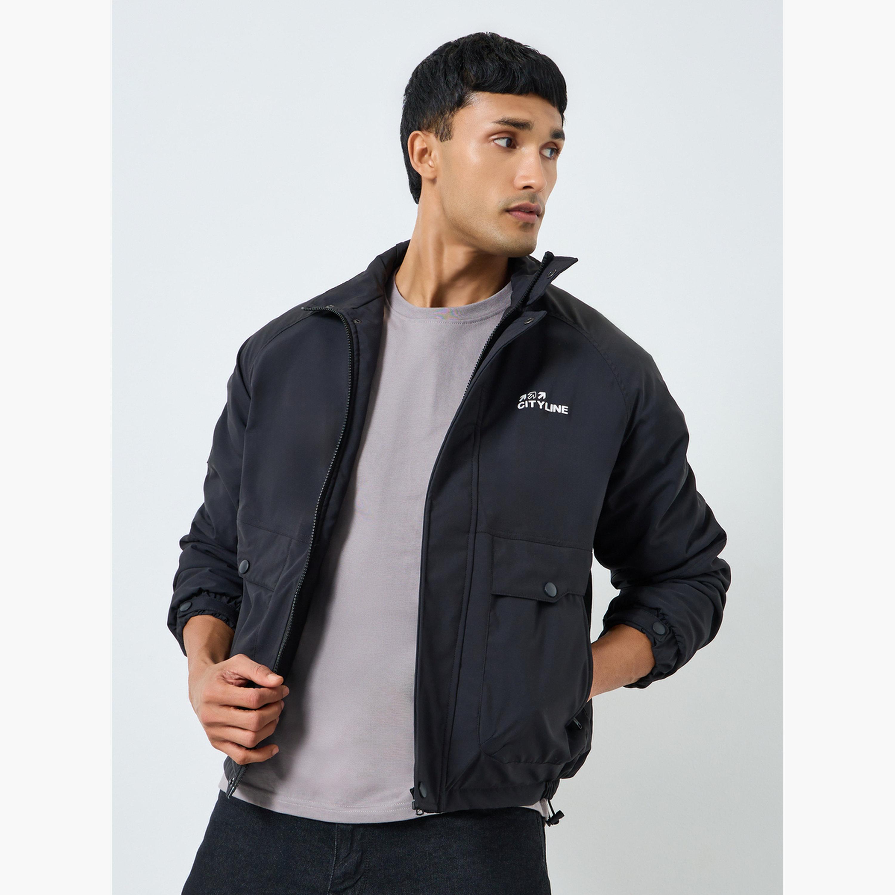 Styli Men Black Solid Zip-Up Jacket-men-clothing-jacketsandblazers-jackets-image-1