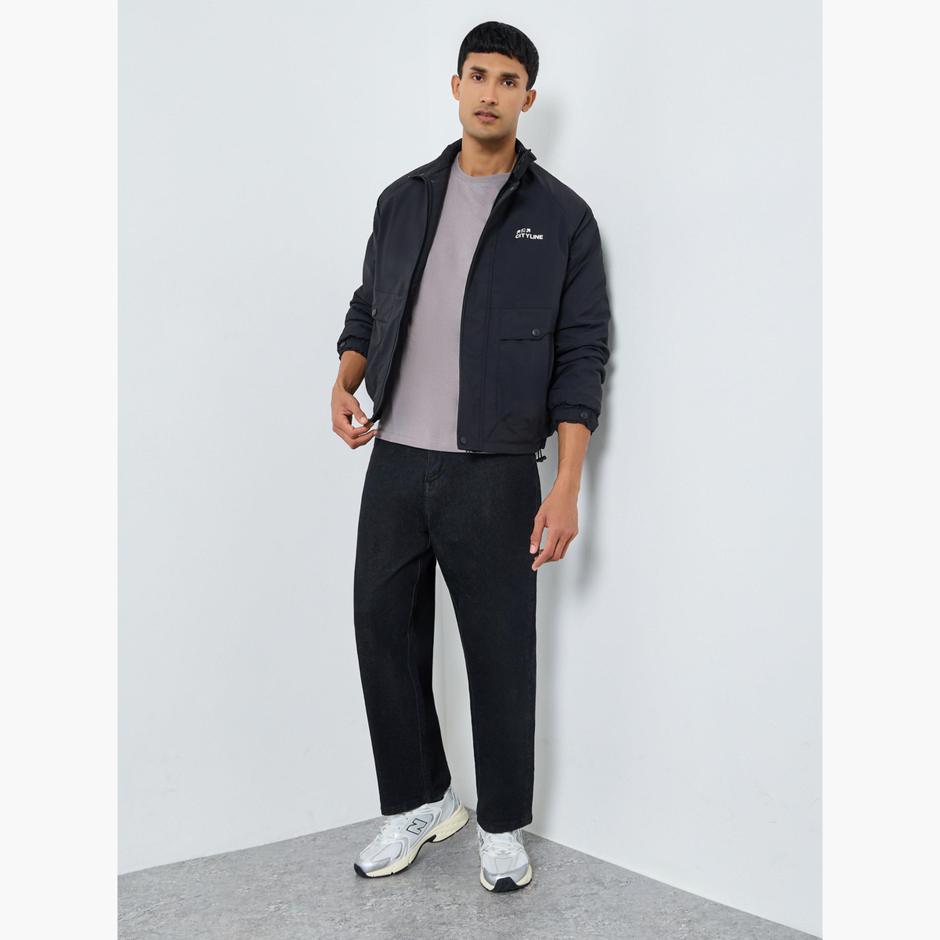 Styli Men Black Solid Zip-Up Jacket-men-clothing-jacketsandblazers-jackets-image-2