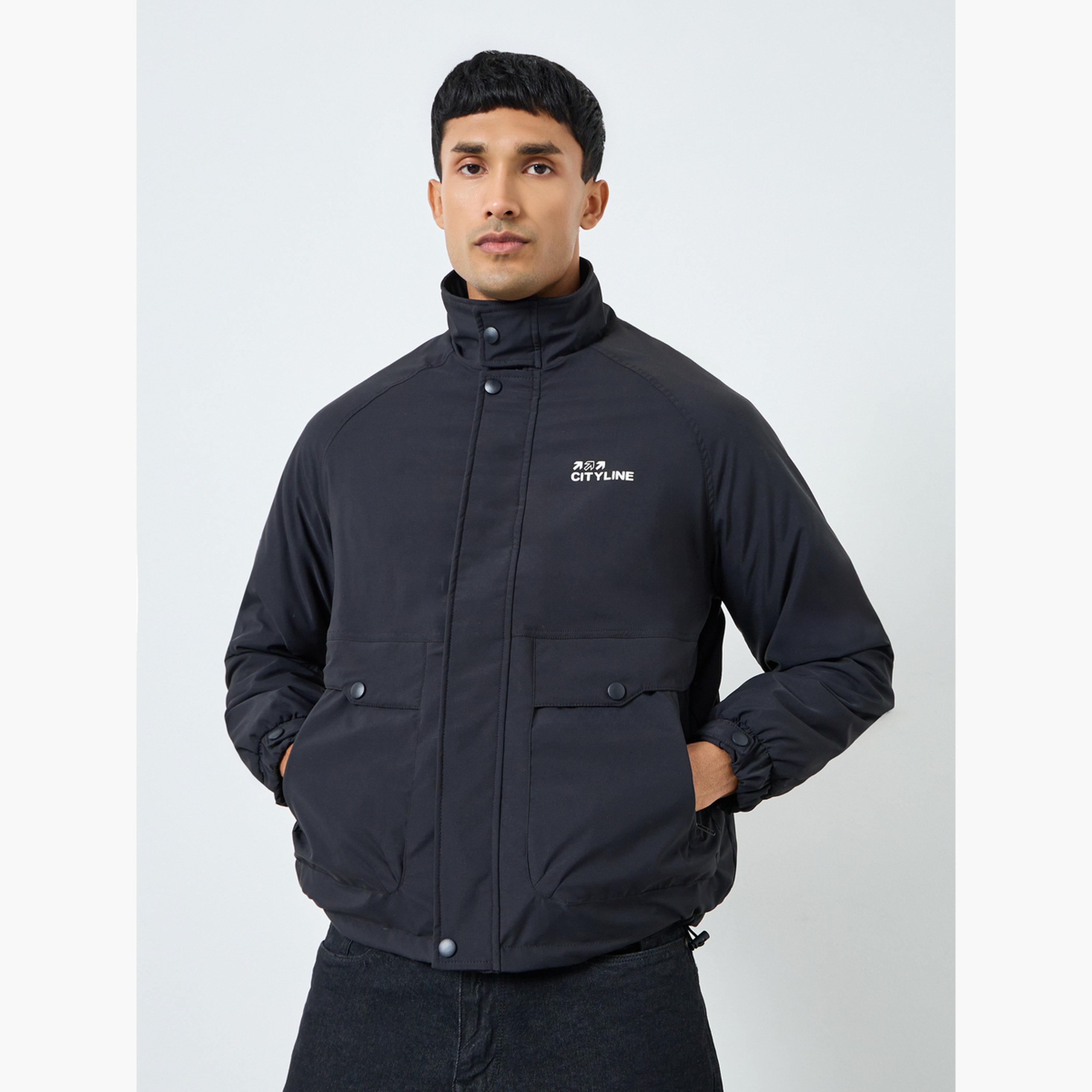 Styli Men Black Solid Zip-Up Jacket-men-clothing-jacketsandblazers-jackets-image-3