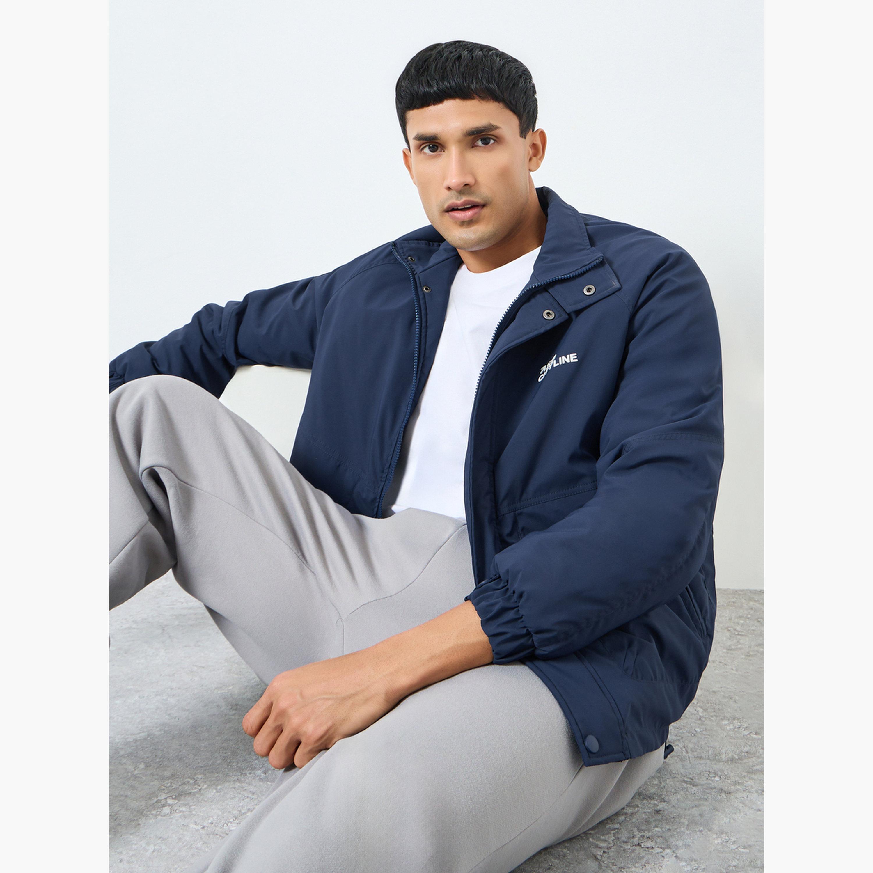 Styli Men Navy Solid Zip-Up Regular Jacket-men-clothing-jacketsandblazers-jackets-image-3