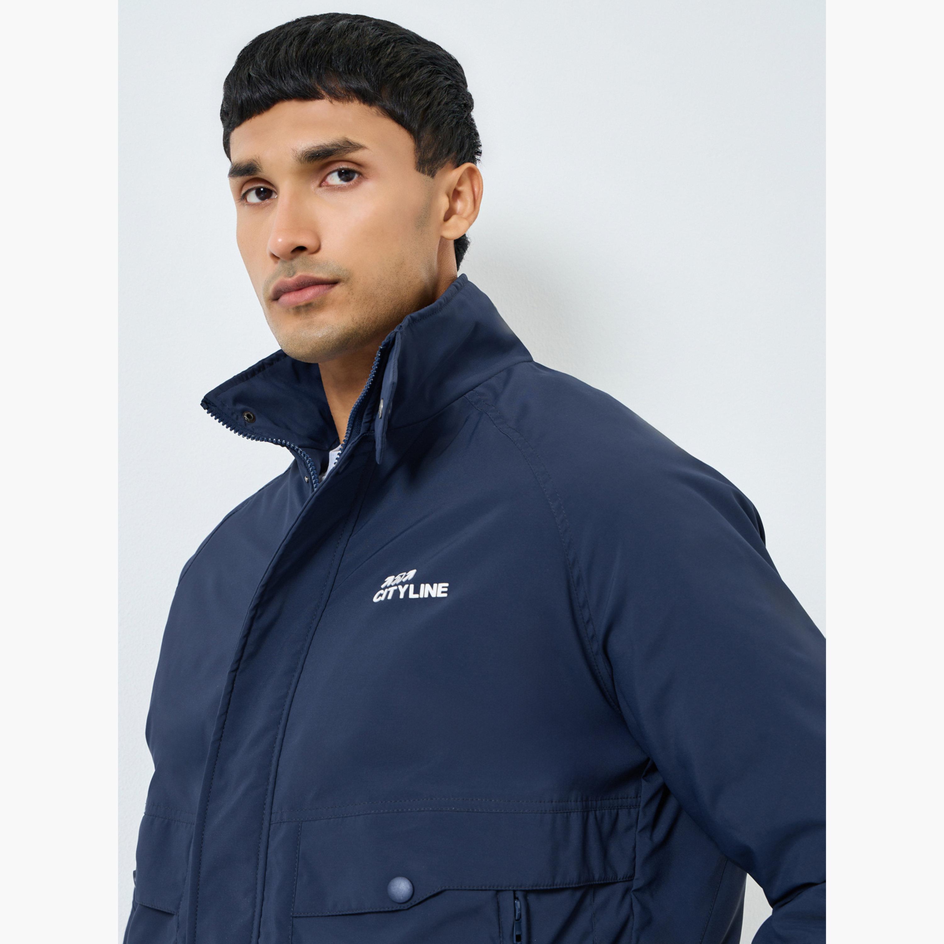 Styli Men Navy Solid Zip-Up Regular Jacket-men-clothing-jacketsandblazers-jackets-image-4