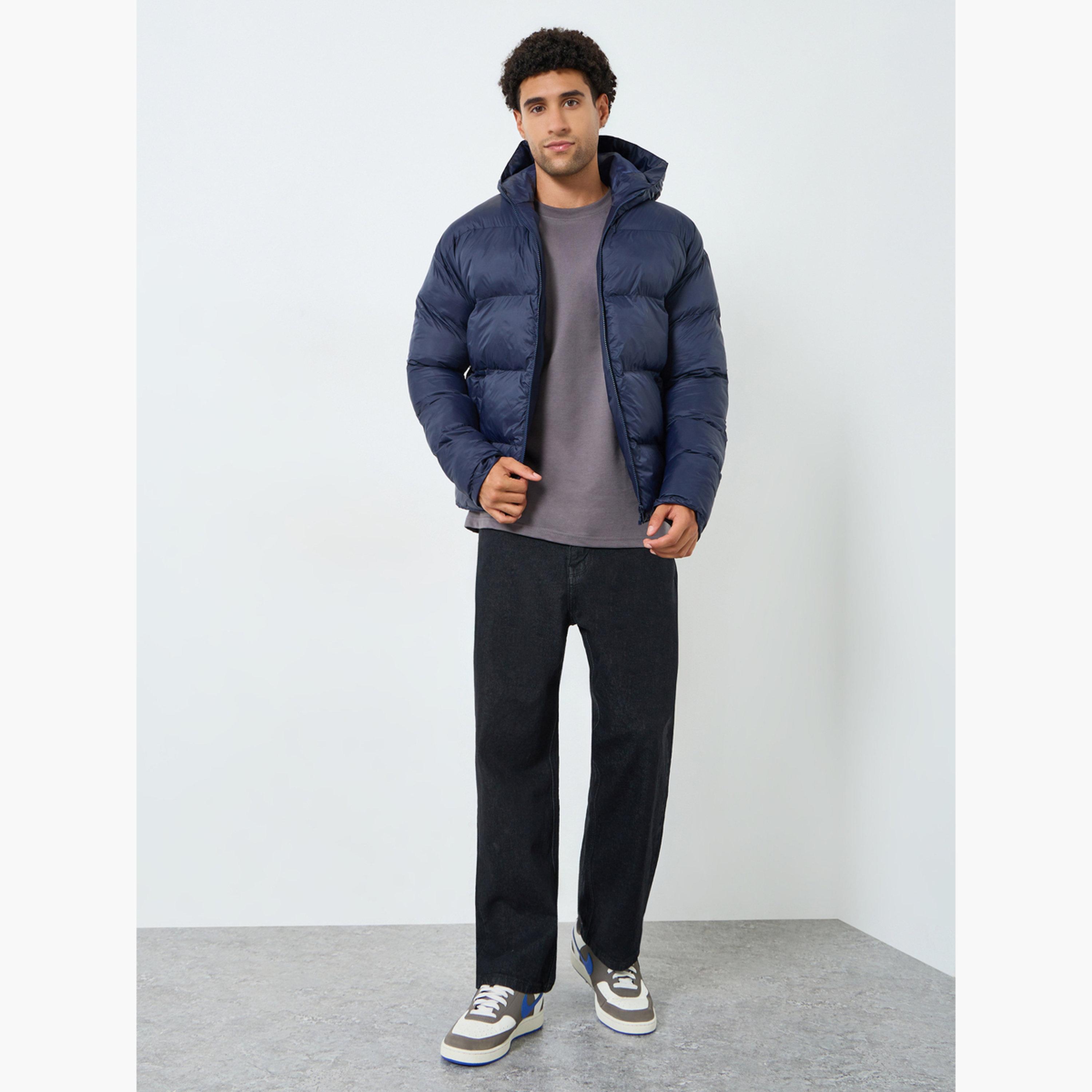 Styli Men Relaxed Fit Solid Puffer Jacket-men-clothing-jacketsandblazers-jackets-image-2