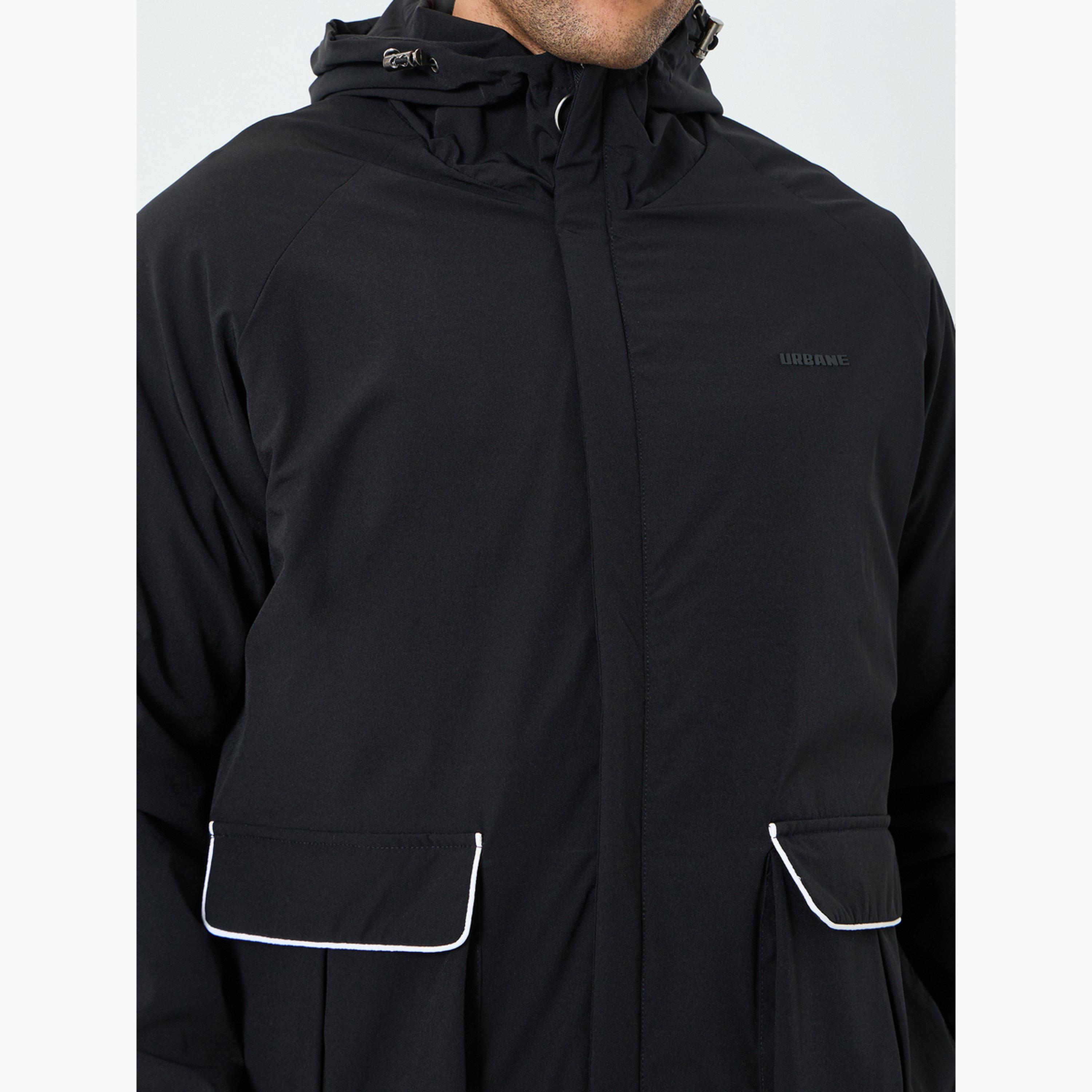 Styli Men Black Oversized Fit Windbreaker Hooded Jacket-men-clothing-jacketsandblazers-jackets-image-5