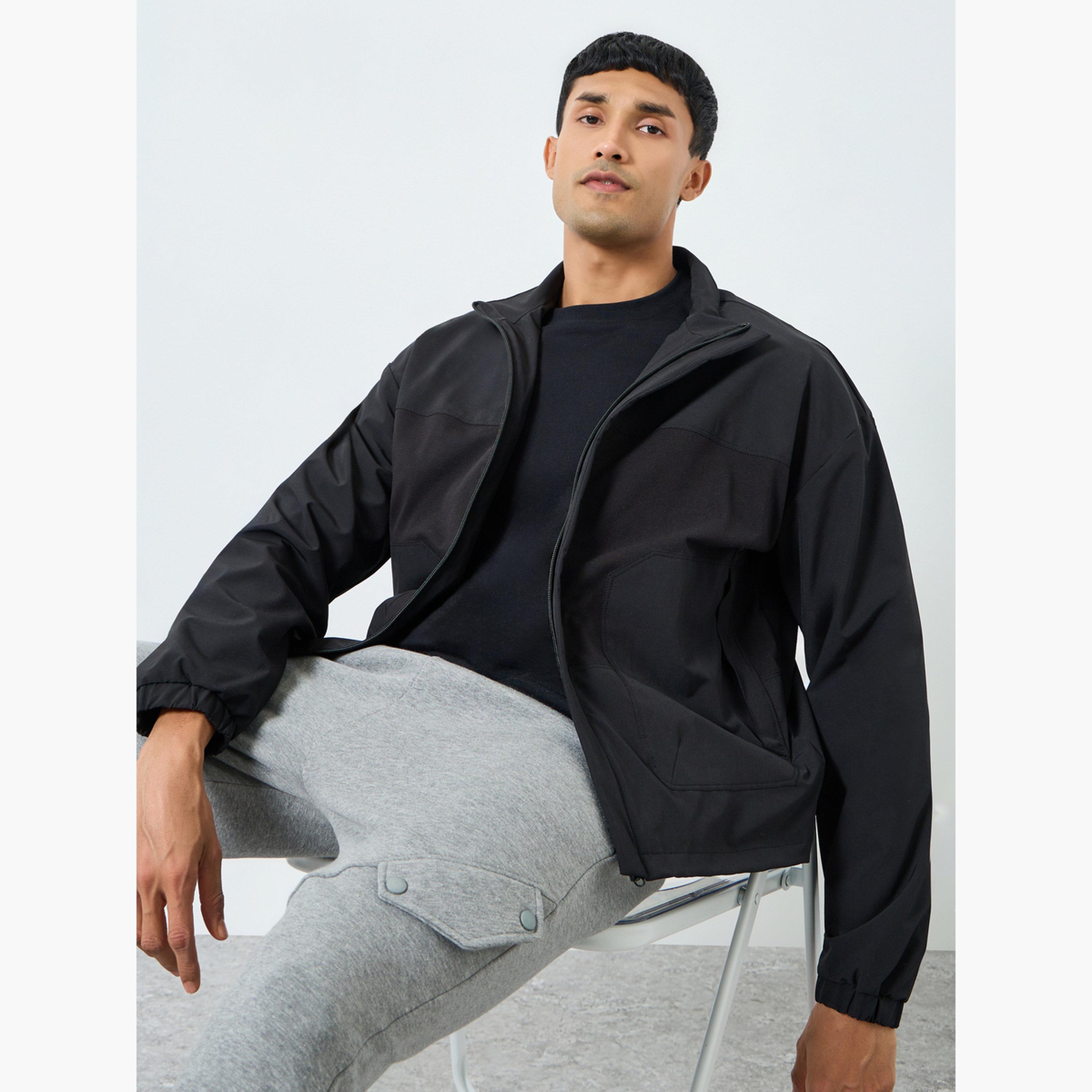 Styli Men Black Solid Zip-Up Jacket-men-clothing-jacketsandblazers-jackets-image-3