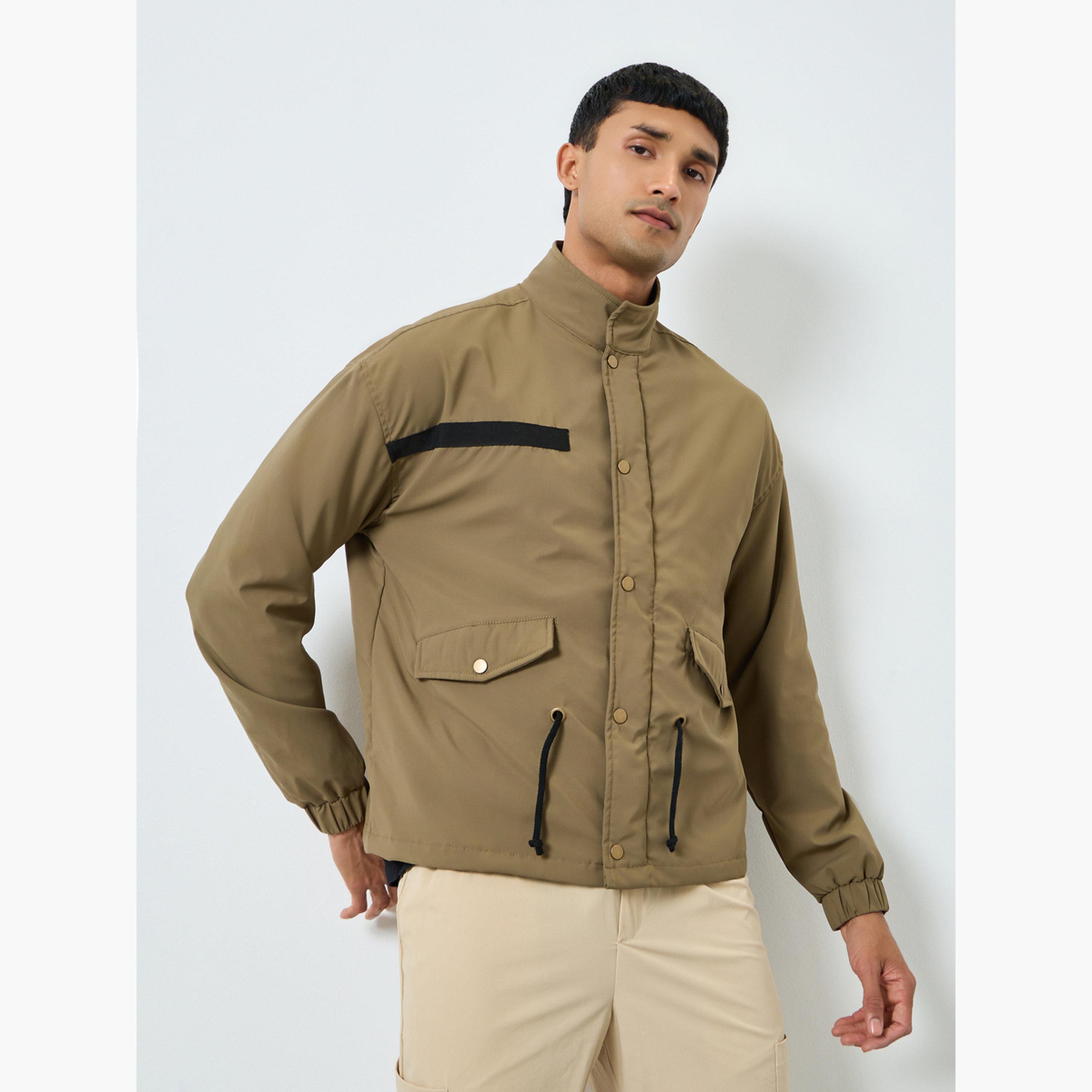 Styli Men Grey Zip-Up Solid Relaxed Jacket-men-clothing-jacketsandblazers-jackets-image-1