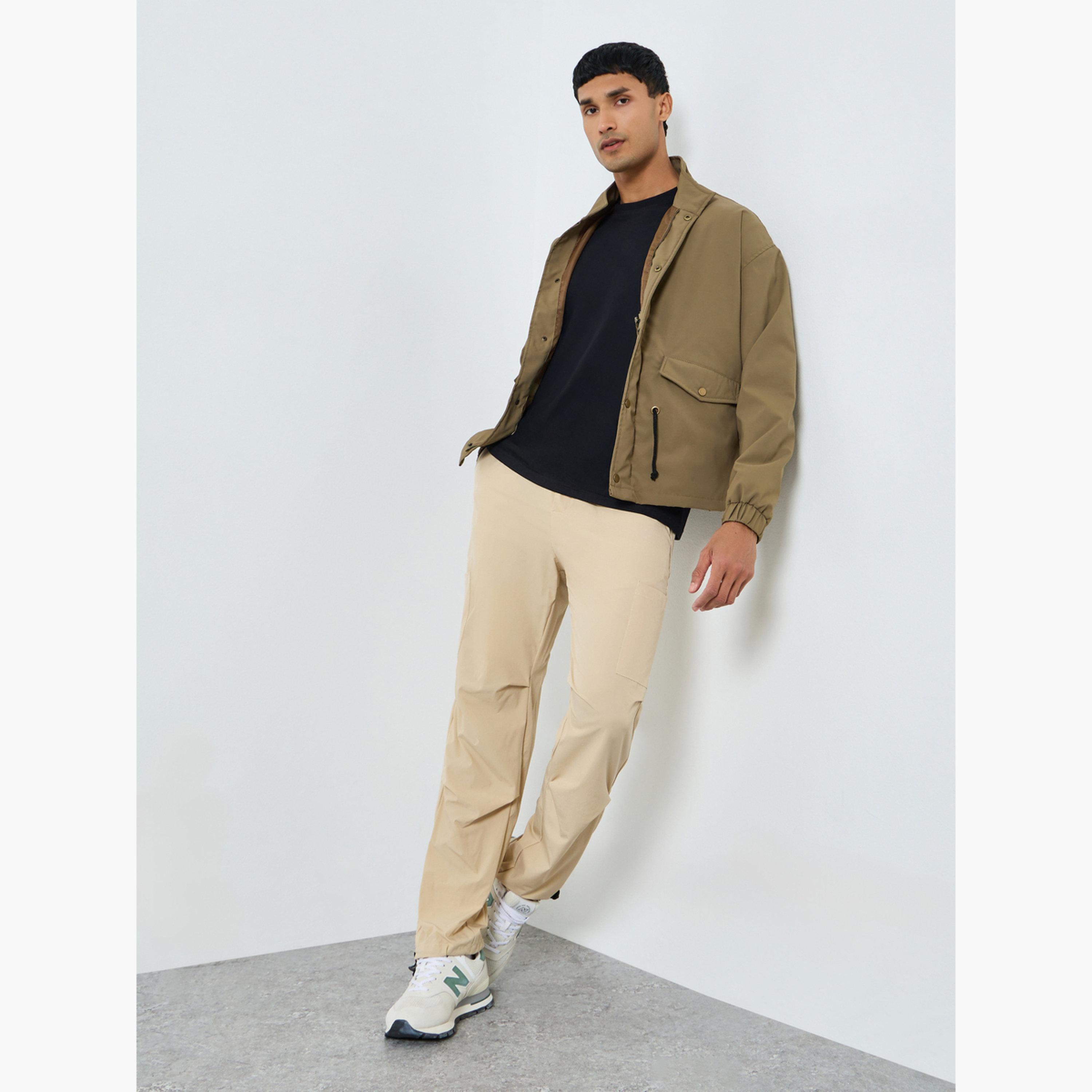 Styli Men Grey Zip-Up Solid Relaxed Jacket-men-clothing-jacketsandblazers-jackets-image-2