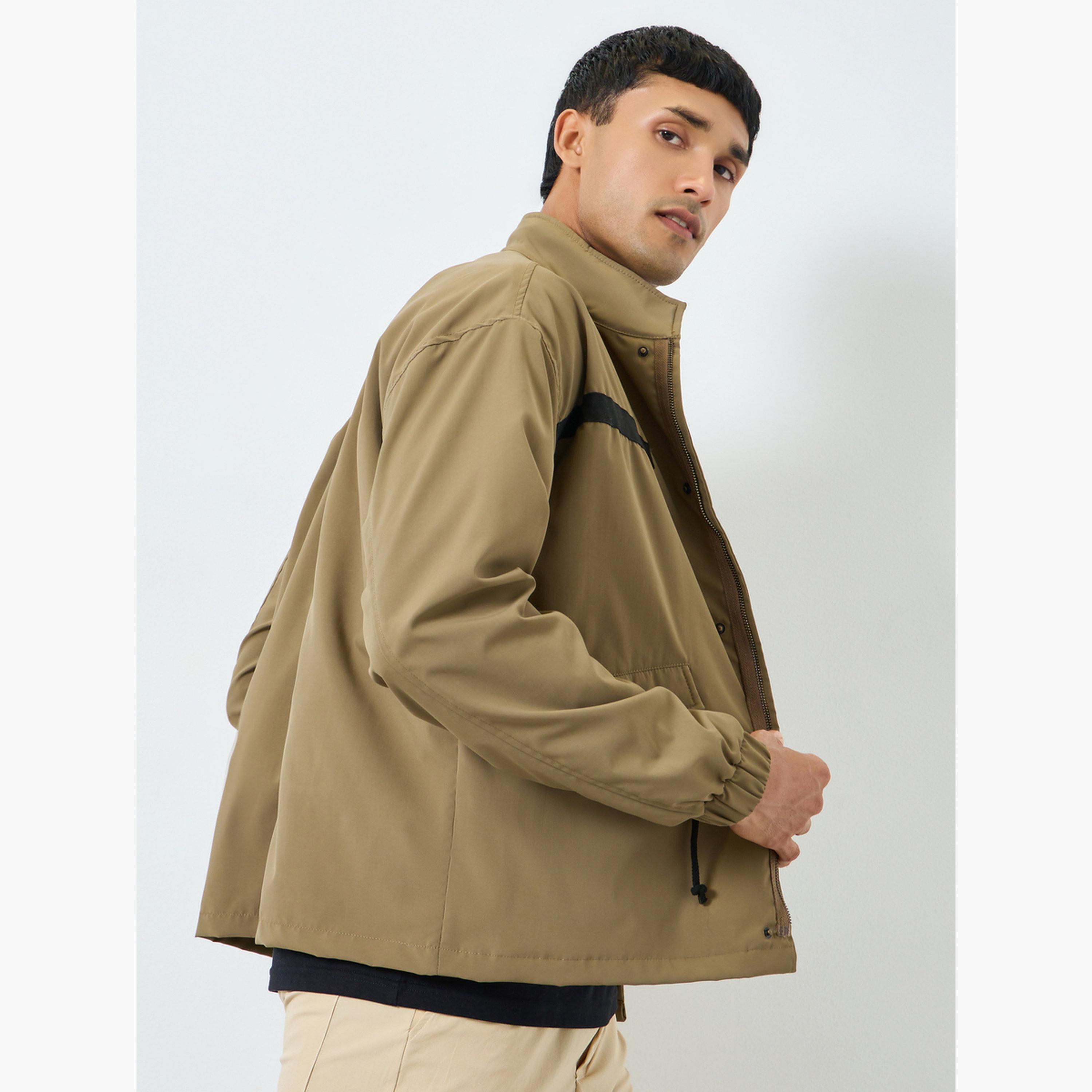 Styli Men Grey Zip-Up Solid Relaxed Jacket-men-clothing-jacketsandblazers-jackets-image-3