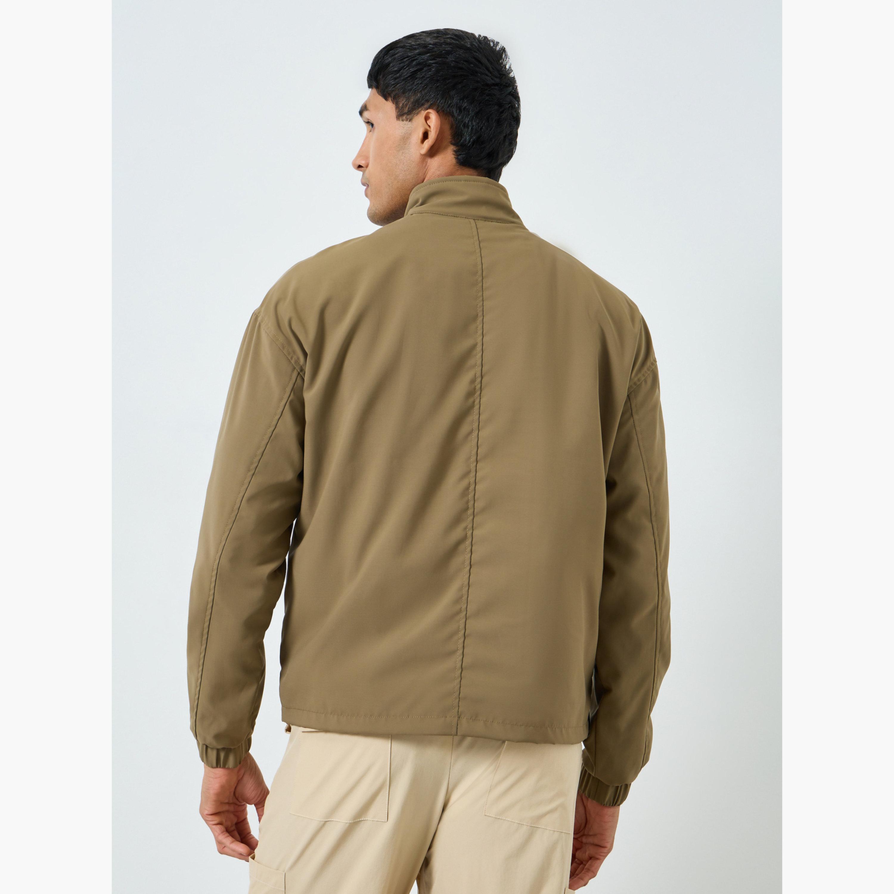 Styli Men Grey Zip-Up Solid Relaxed Jacket-men-clothing-jacketsandblazers-jackets-image-4