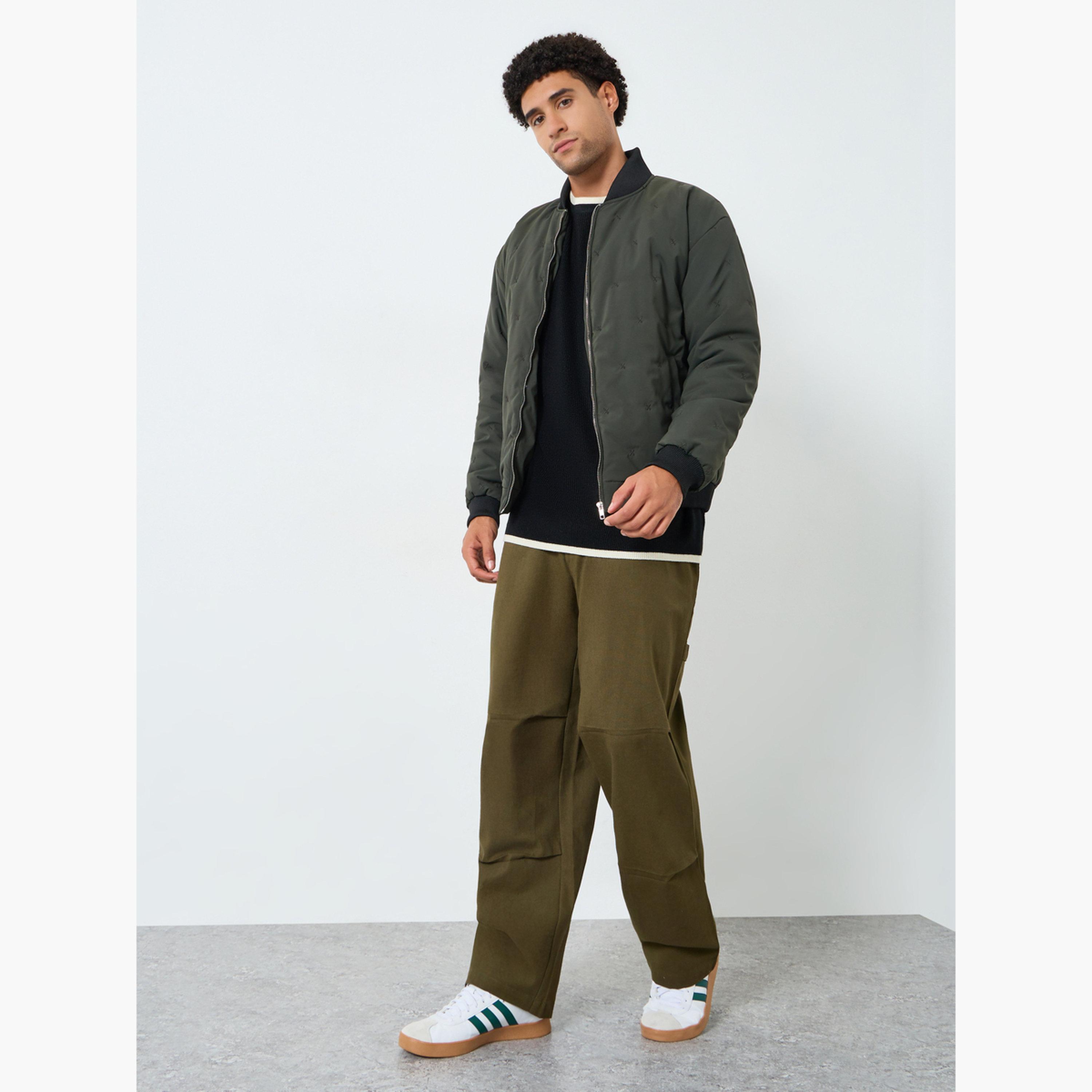 Styli Men Green Relaxed Quilted Bomber Jacket-men-clothing-jacketsandblazers-jackets-image-2