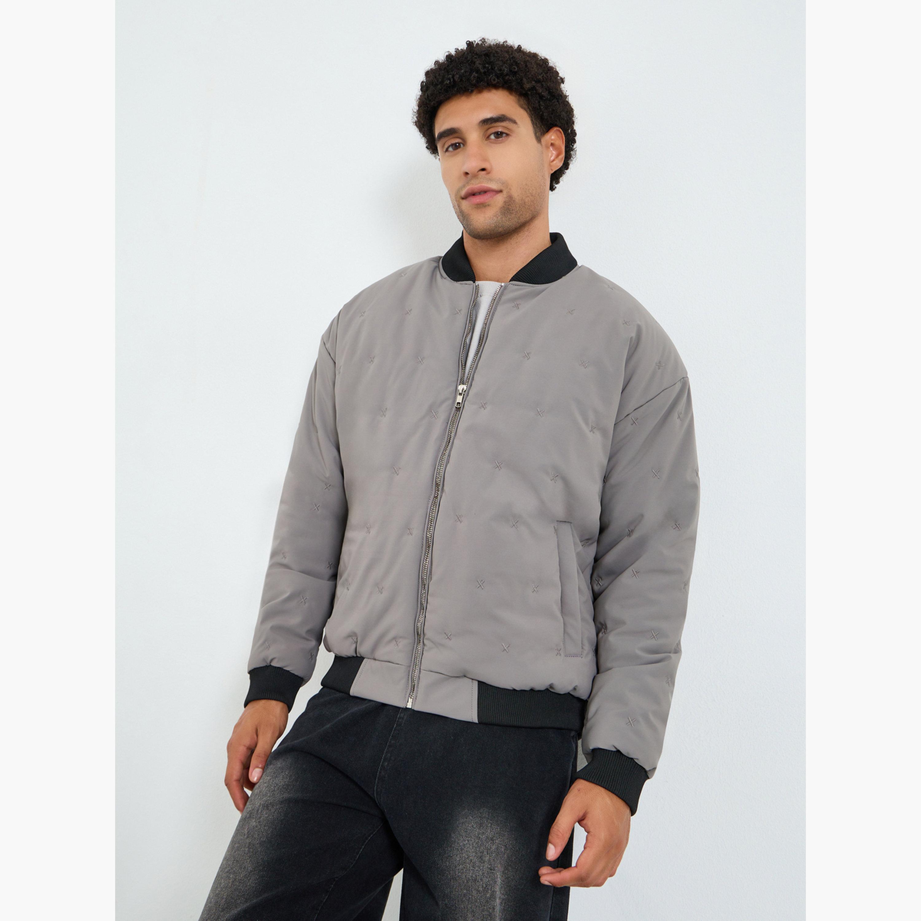 جاكيت بومبر مبطن بقصة مريحة-men-clothing-jacketsandblazers-jackets-image-1