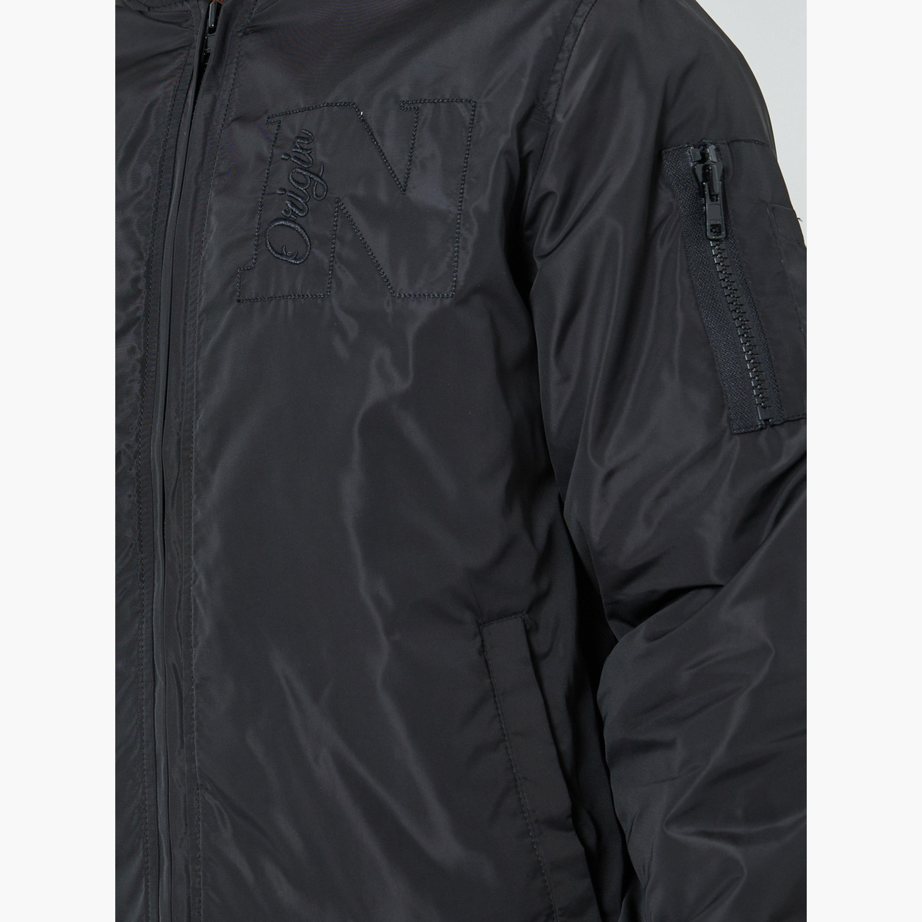 Styli Men Black Oversized Fit Bomber Jacket-men-clothing-jacketsandblazers-jackets-image-5