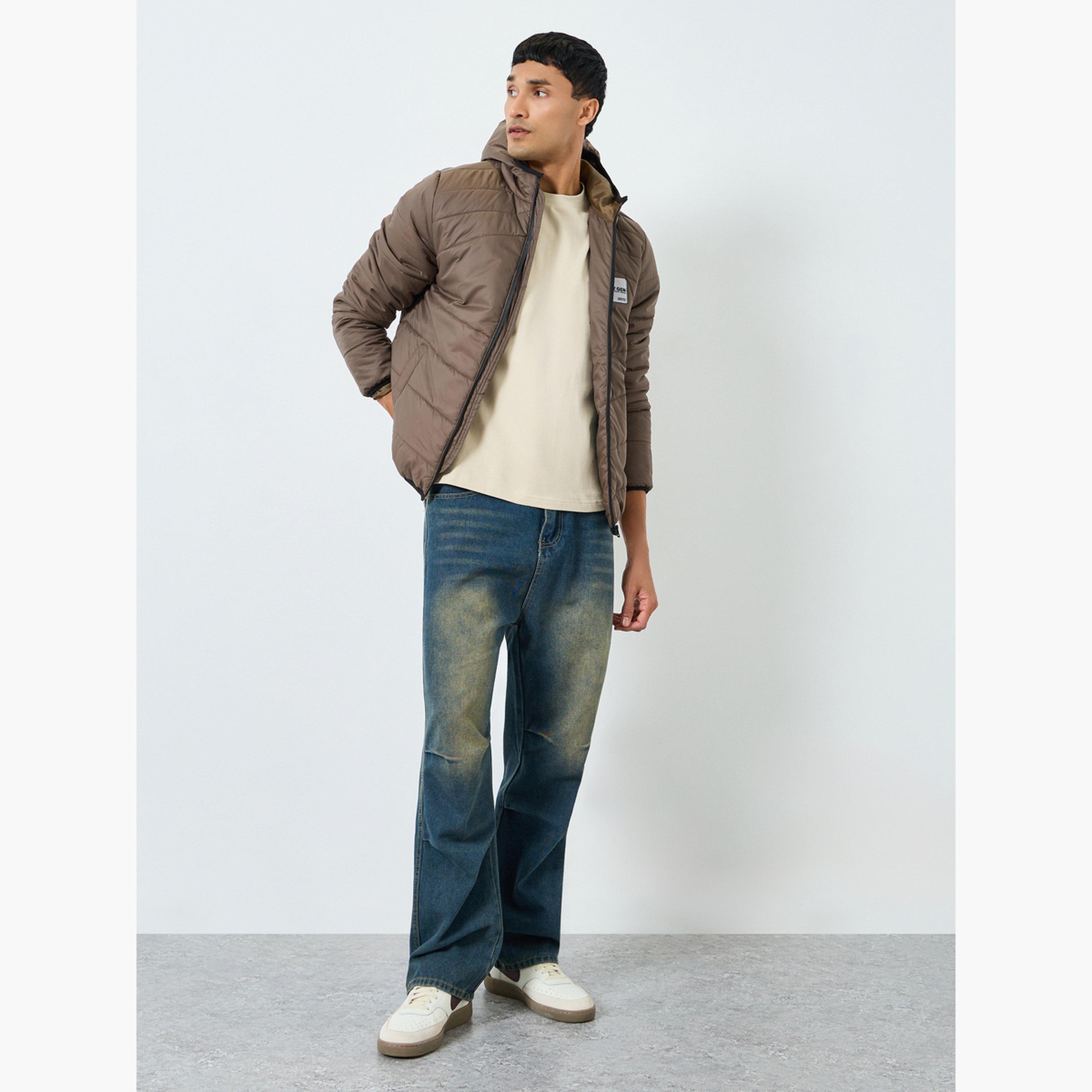 جاكيت منفوخ سادة بقصة واسعة وياقة هودي-men-clothing-jacketsandblazers-jackets-image-2
