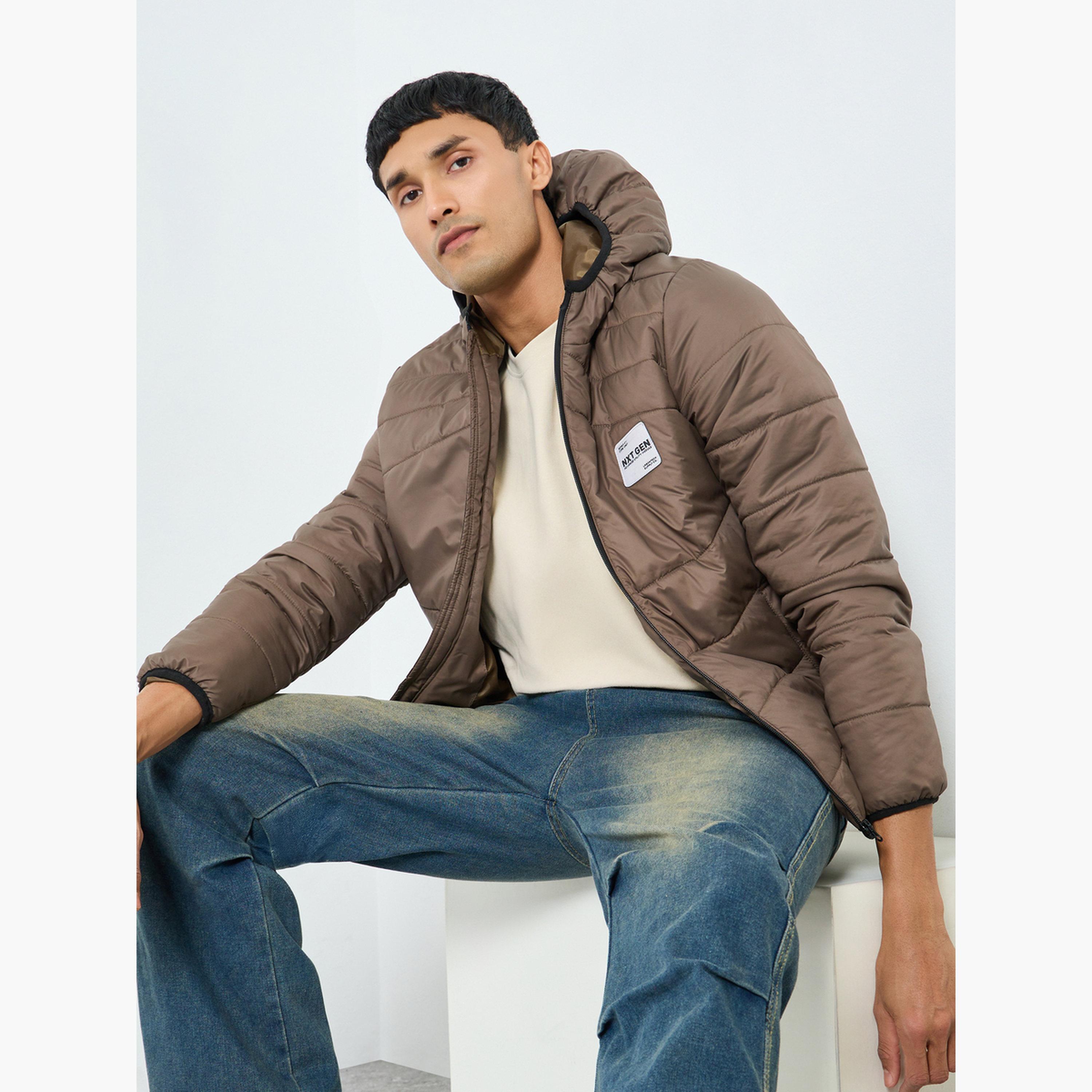 Styli Men Oversized Fit Solid Hooded Puffer Jacket-men-clothing-jacketsandblazers-jackets-image-3