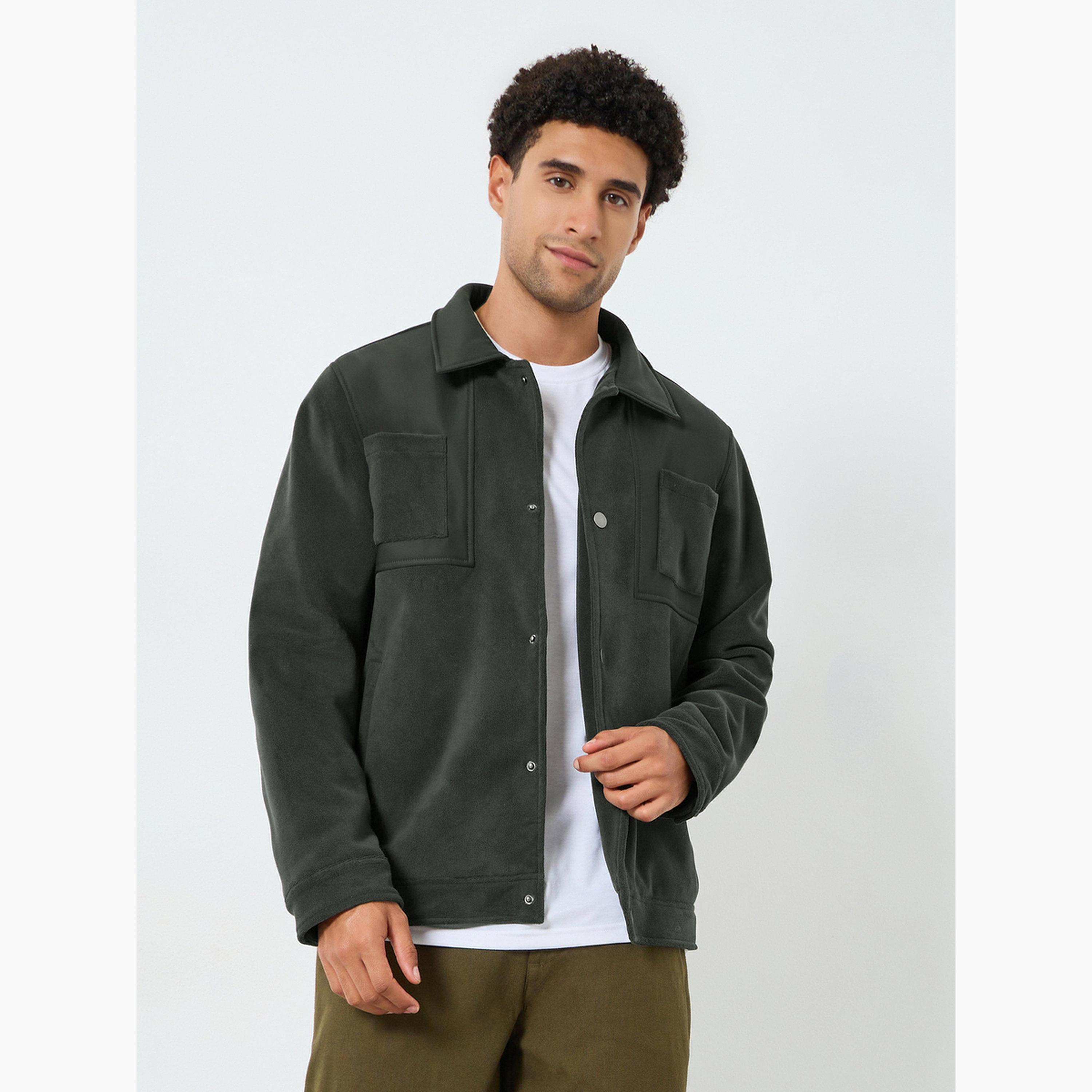Styli Men Oversized Fleece Button-Down Jacket-men-clothing-jacketsandblazers-jackets-image-1