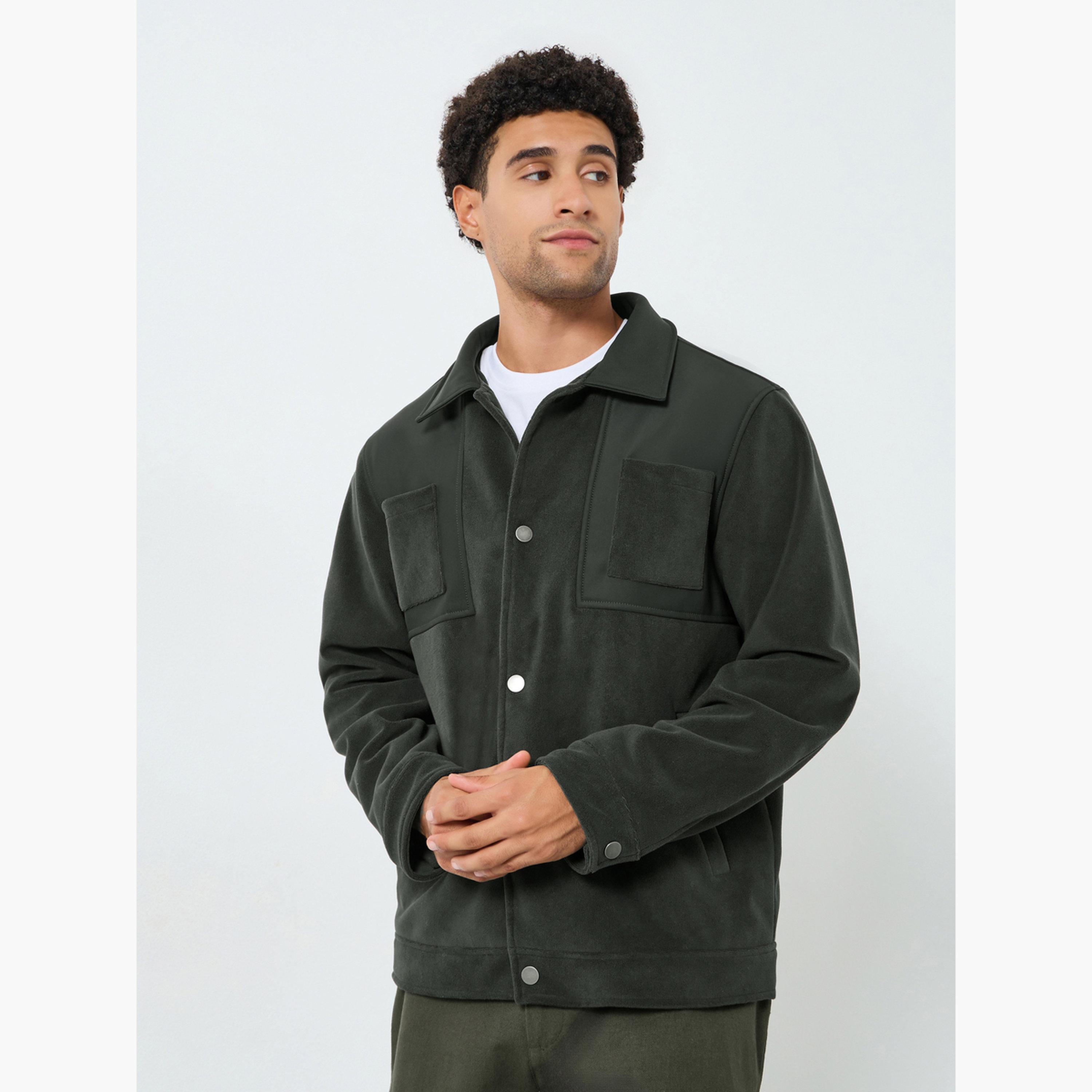 Styli Men Oversized Fleece Button-Down Jacket-men-clothing-jacketsandblazers-jackets-image-3