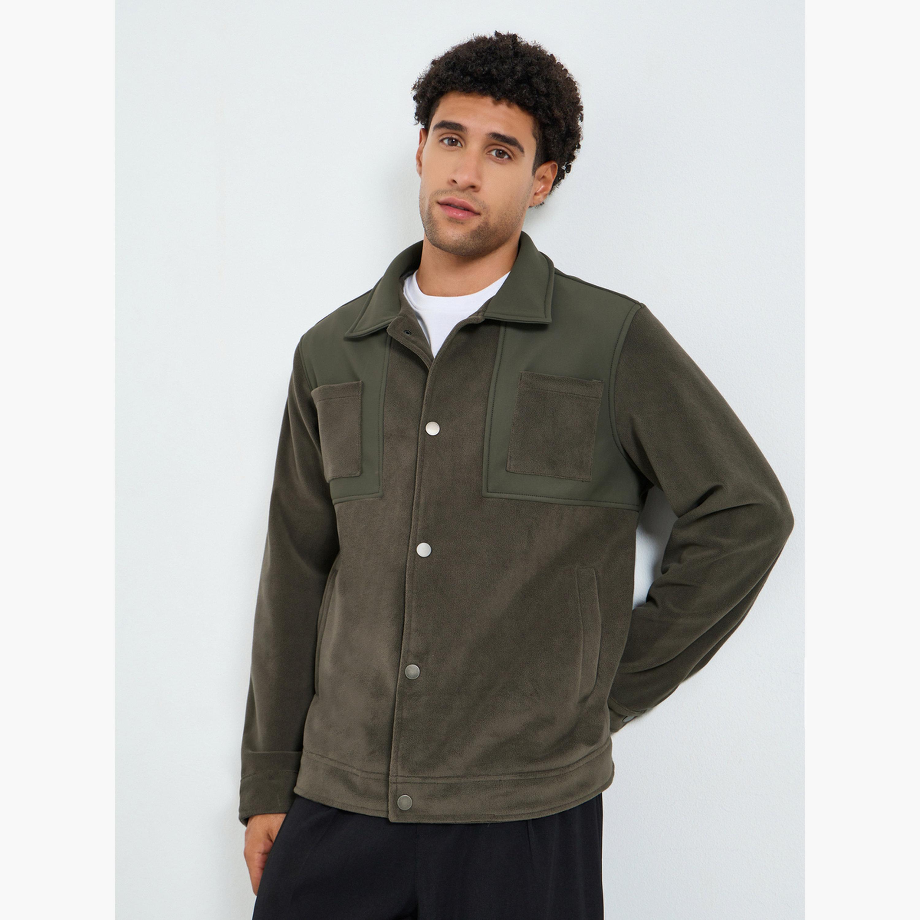 Styli Men Olive Green Oversized Fit Suede Jacket-men-clothing-jacketsandblazers-jackets-image-1
