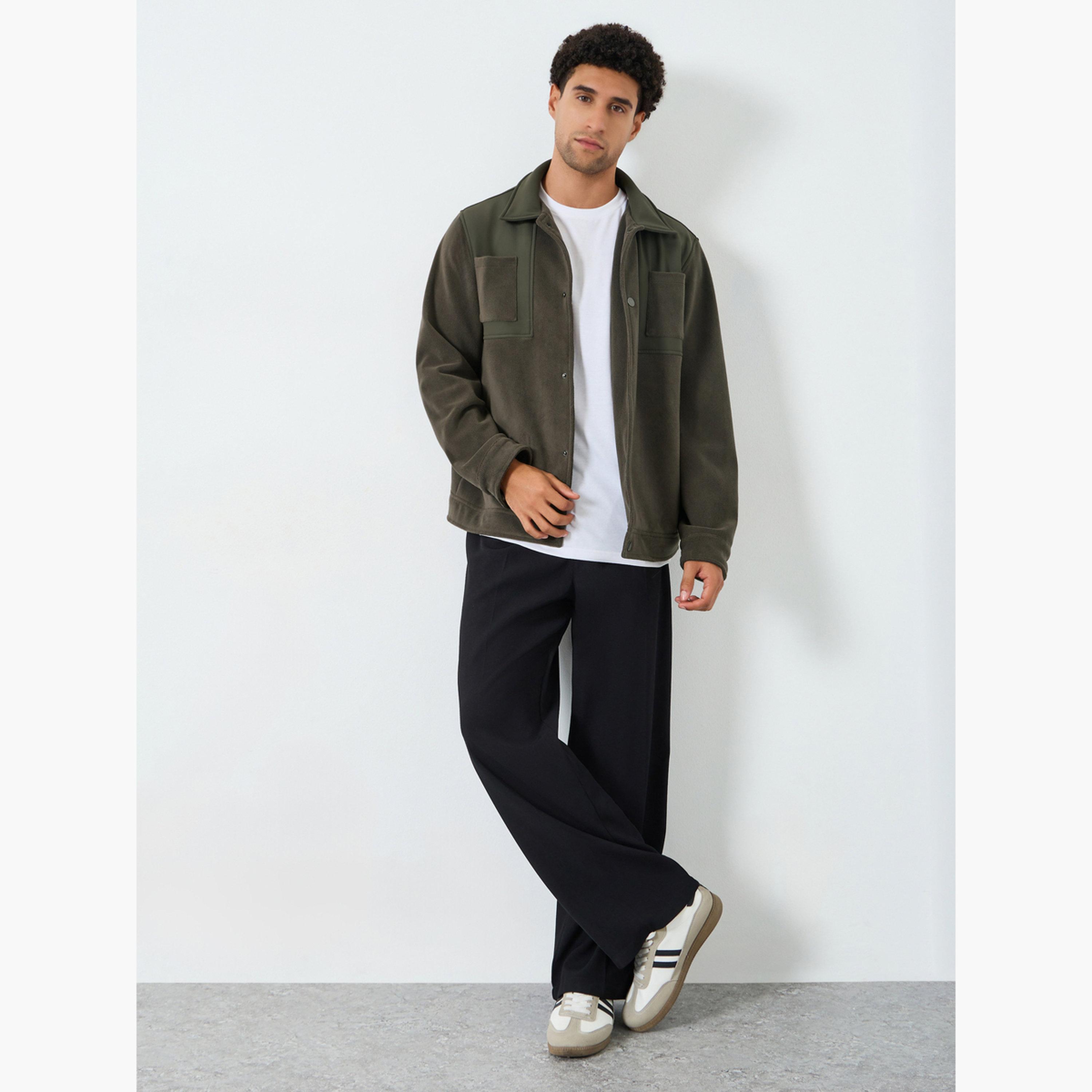Styli Men Olive Green Oversized Fit Suede Jacket-men-clothing-jacketsandblazers-jackets-image-2