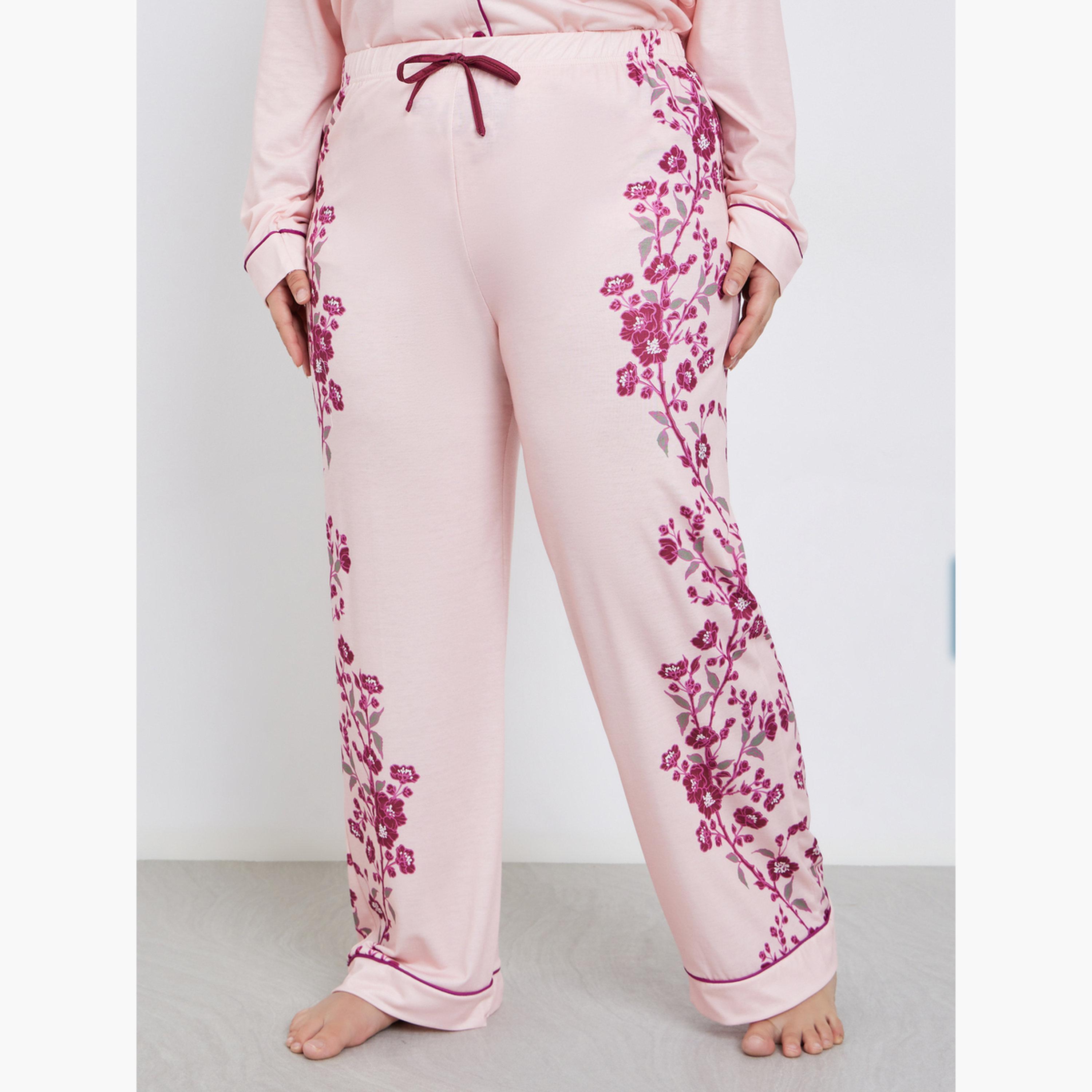 ستايلي - بيجاما قميص بأكمام طويلة وأزرار وطبعة زهور-women-clothing-nightwear-pyjamas-longsets-image-4