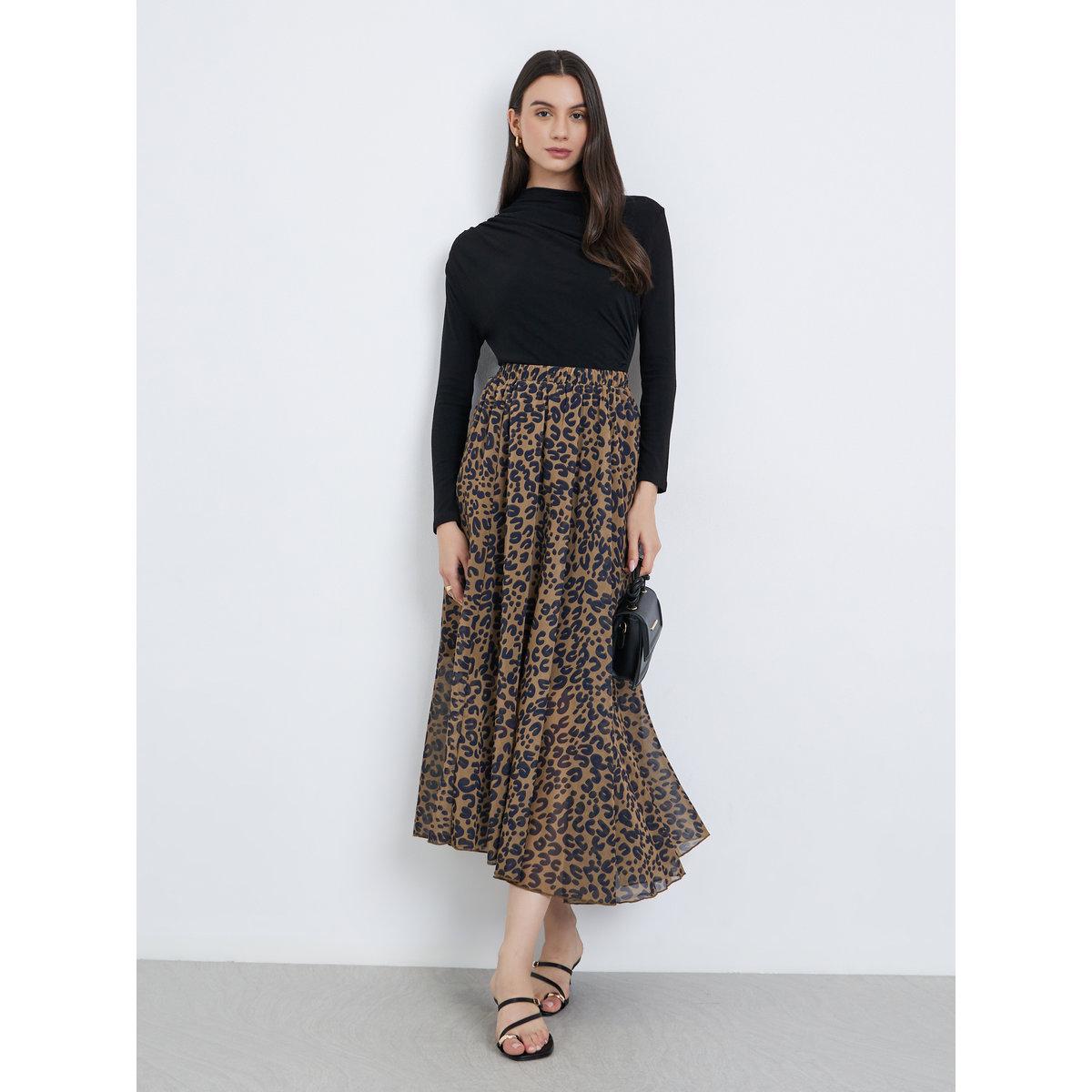 Take Two Women's Leopard Print A-Line Chiffon Maxi Skirt-women-clothing-bottoms-skirts-image-1